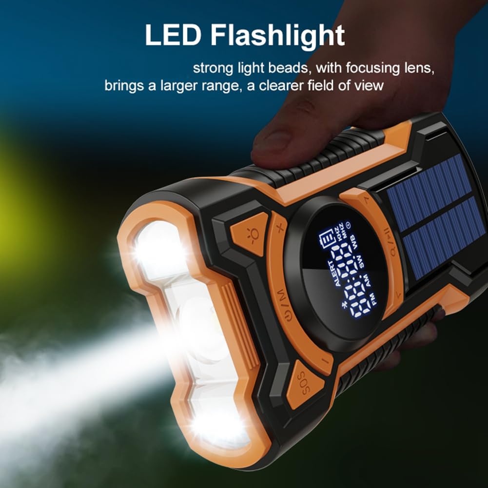 Lehua Hand Crank Solar Emergency Radio - AM/FM/NOAA Weather Radio with Bluetooth 5.0 Speaker, LED Flashlight & USB Charger | Portable Survival Gear for Camping, Hiking & Power Outages