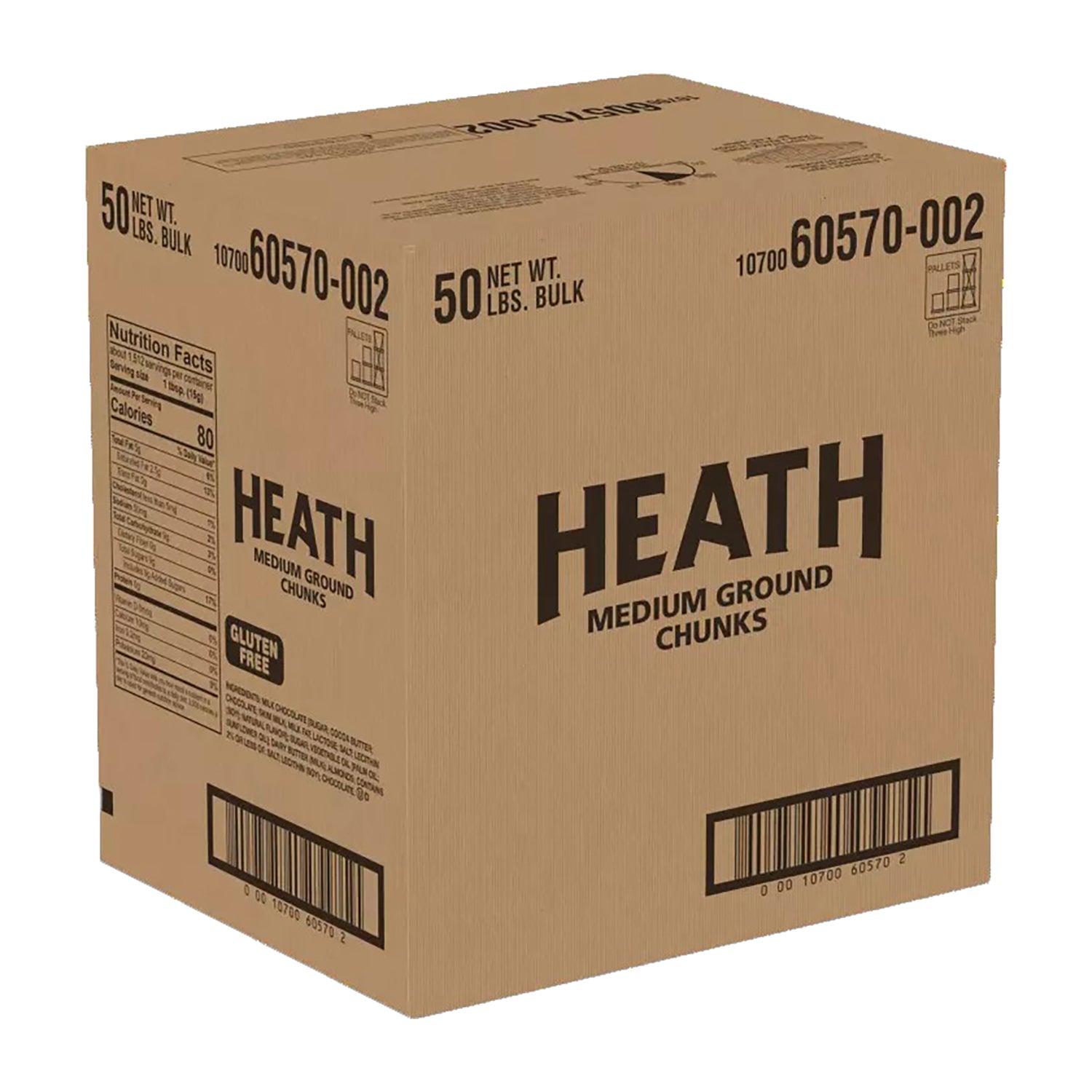 Hershey Heath Chocolate Chunks - 50lb Bulk Case for Baking, Desserts & Candy Making - Perfect for Cookies, Cakes & Ice Cream Toppings