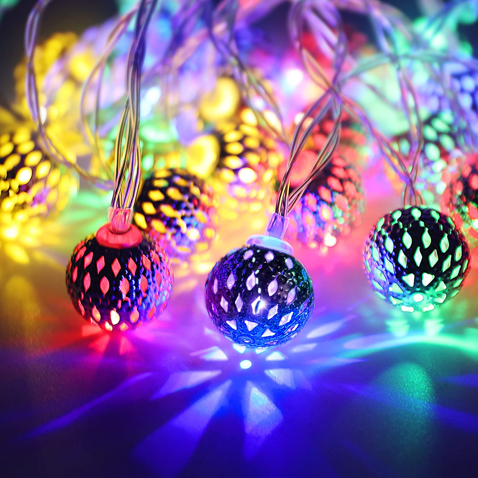 20 Ft LED Globe String Lights - 40 Balls (0.98in) Battery Powered Moroccan Fairy Lights for Indoor, Bedroom, Party, Birthday & Christmas Tree Decor - Perfect for Wedding Backdrops, Garden Parties and Cozy Home Ambiance (Batteries Not Included)