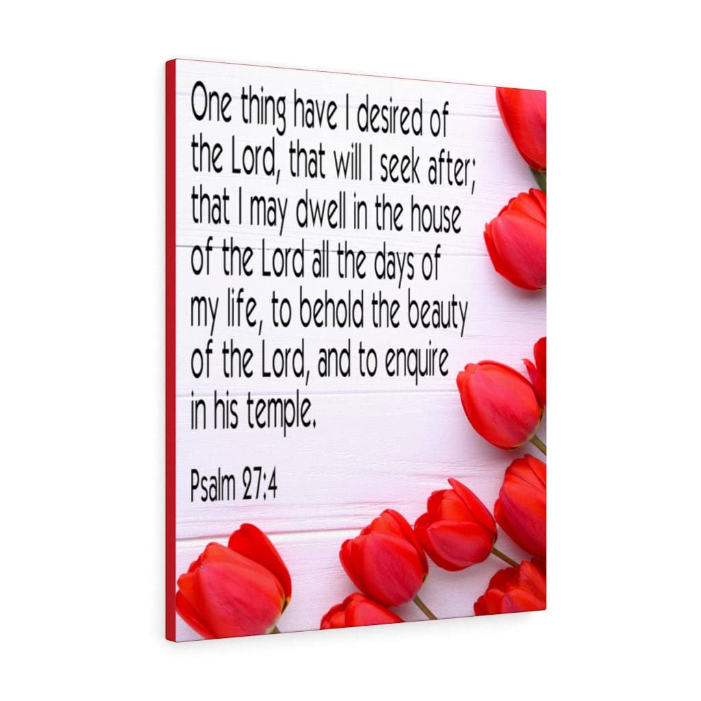Christian Wall Art with Bible Verse - Psalm 27:4 Scripture Print Ready to Hang | Inspirational Home Decor for Living Room, Bedroom & Church