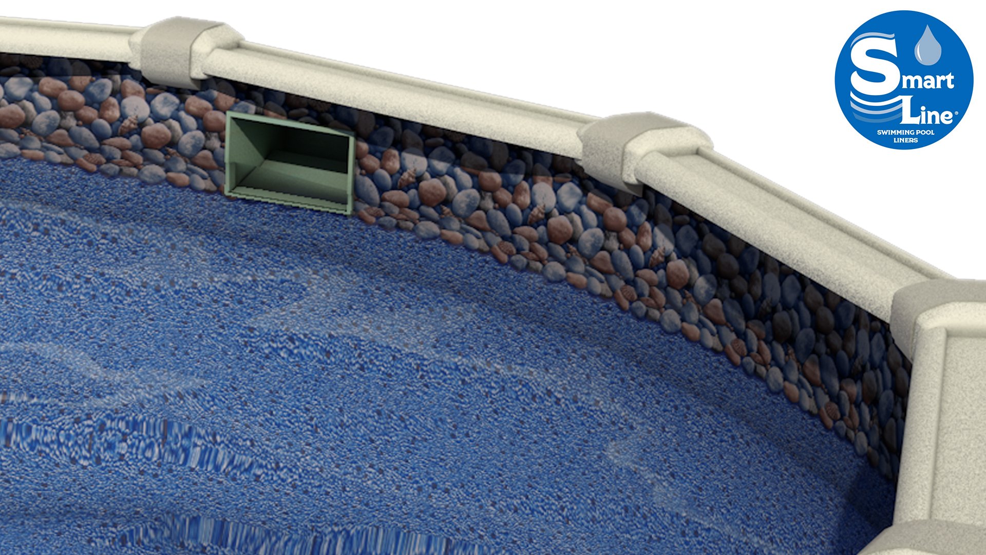 Smartline Rock Island 24-Foot Round Above Ground Pool Liner | 48-52 Inch Overlap Style | 25 Gauge Durable Virgin Vinyl | Universal Gasket Kit Included | Perfect for Steel Sided Swimming Pools, Backyard Pool Upgrades & Summer Family Fun