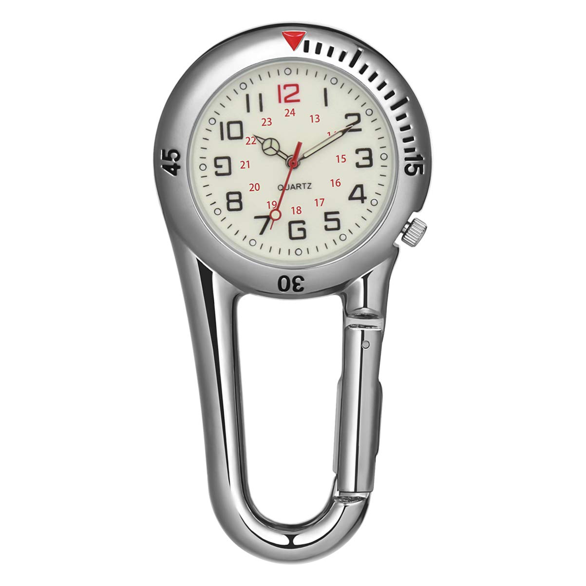 NICERIO Men's Clip-On Carabiner Watch - Lightweight Belt FOB Watch with Night Light for Rock Climbing, Hiking, Nurses & Doctors | Perfect for Outdoor Adventures & Medical Professionals