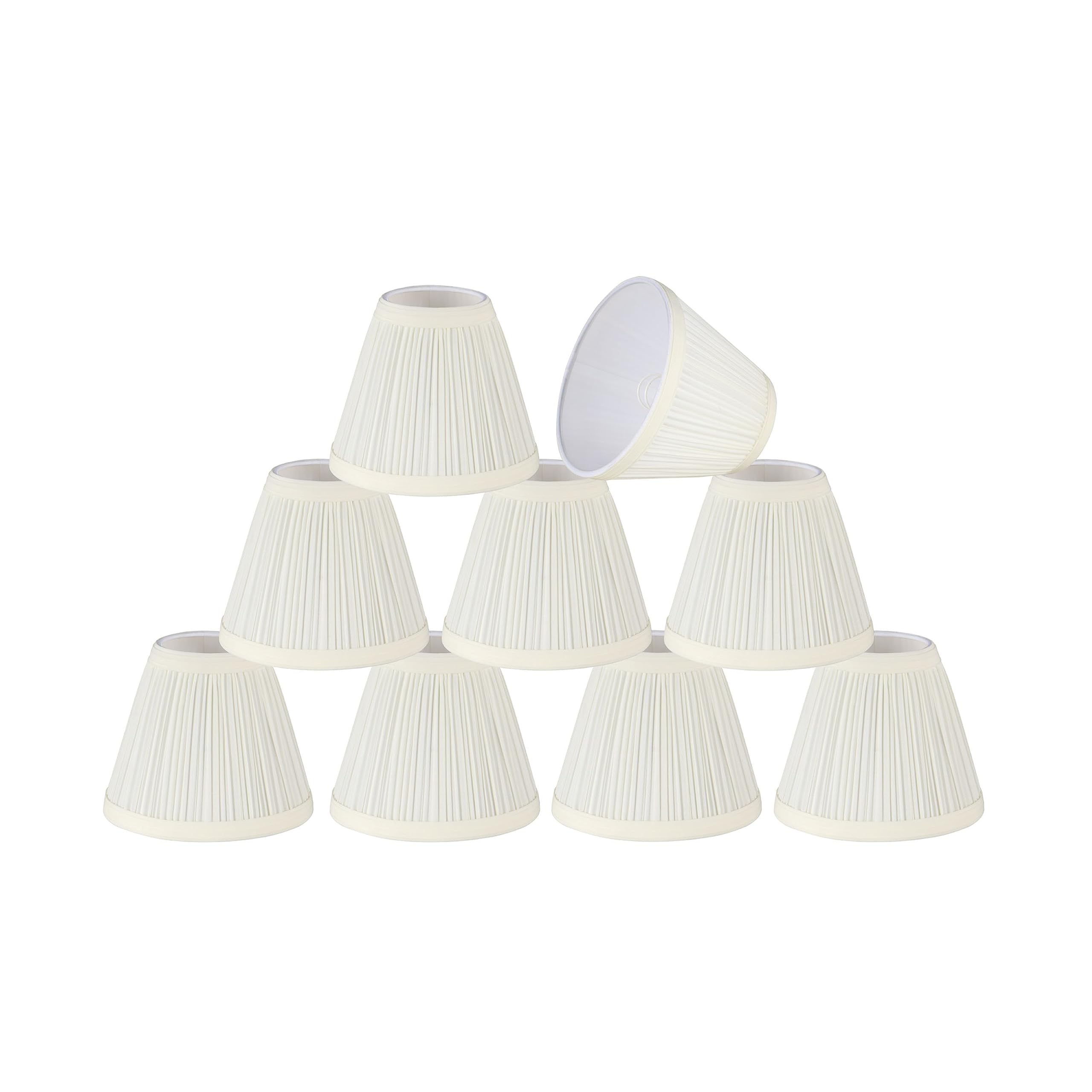 Aspen Creative 33121-5 Small Pleated Empire Clip-On Lamp Shades, Off White - 3