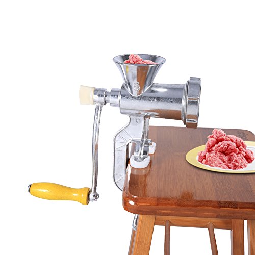 Premium Aluminum Alloy Manual Meat Grinder - Heavy Duty Sausage Stuffer & Beef Mincer for Home Kitchen, Camping & Outdoor Cooking