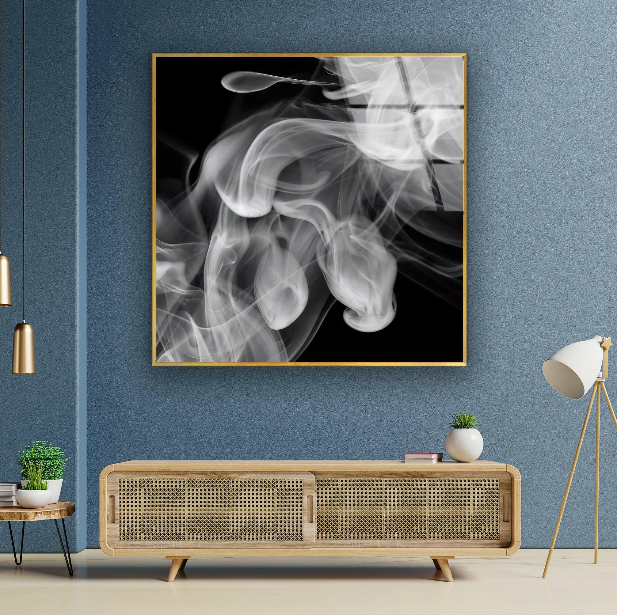 Black Smoke Glass Wall Art - Modern Abstract Home Decor for Living Room, Bedroom & Office - Elegant Handmade Glass Panel for Stylish Interior Design