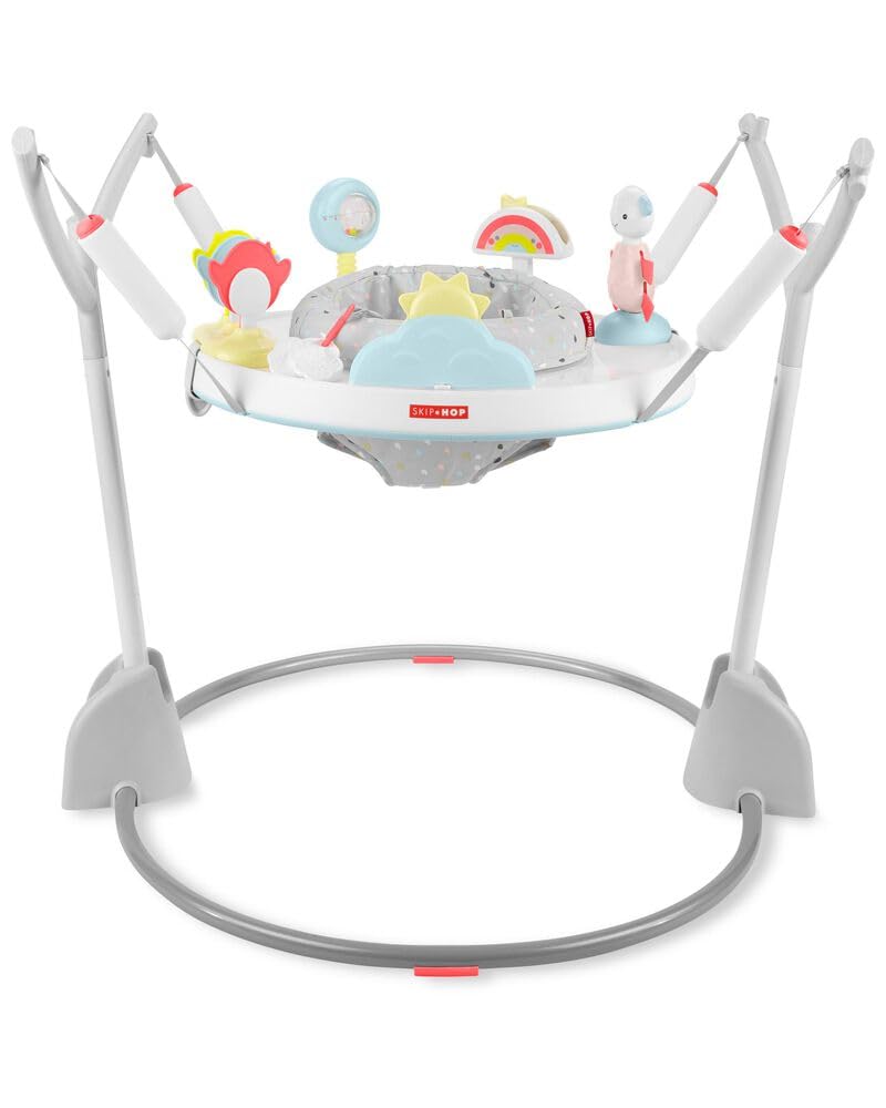 Skip Hop Baby Activity Play Bouncer for Infants 4-24 Months - Foldable, Interactive Toys with Lights & Sounds, Silver Lining Cloud Design - Perfect for Playtime, Tummy Time & Learning Development