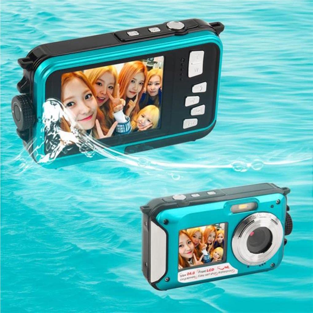 **24MP Waterproof Digital Camera with Dual Screen & 16X Zoom - 2.7 Inch HD Underwater Camera, USB Rechargeable, Includes Carry Bag (UK/US Plug) - Perfect for Snorkeling, Travel & Outdoor Adventures**
