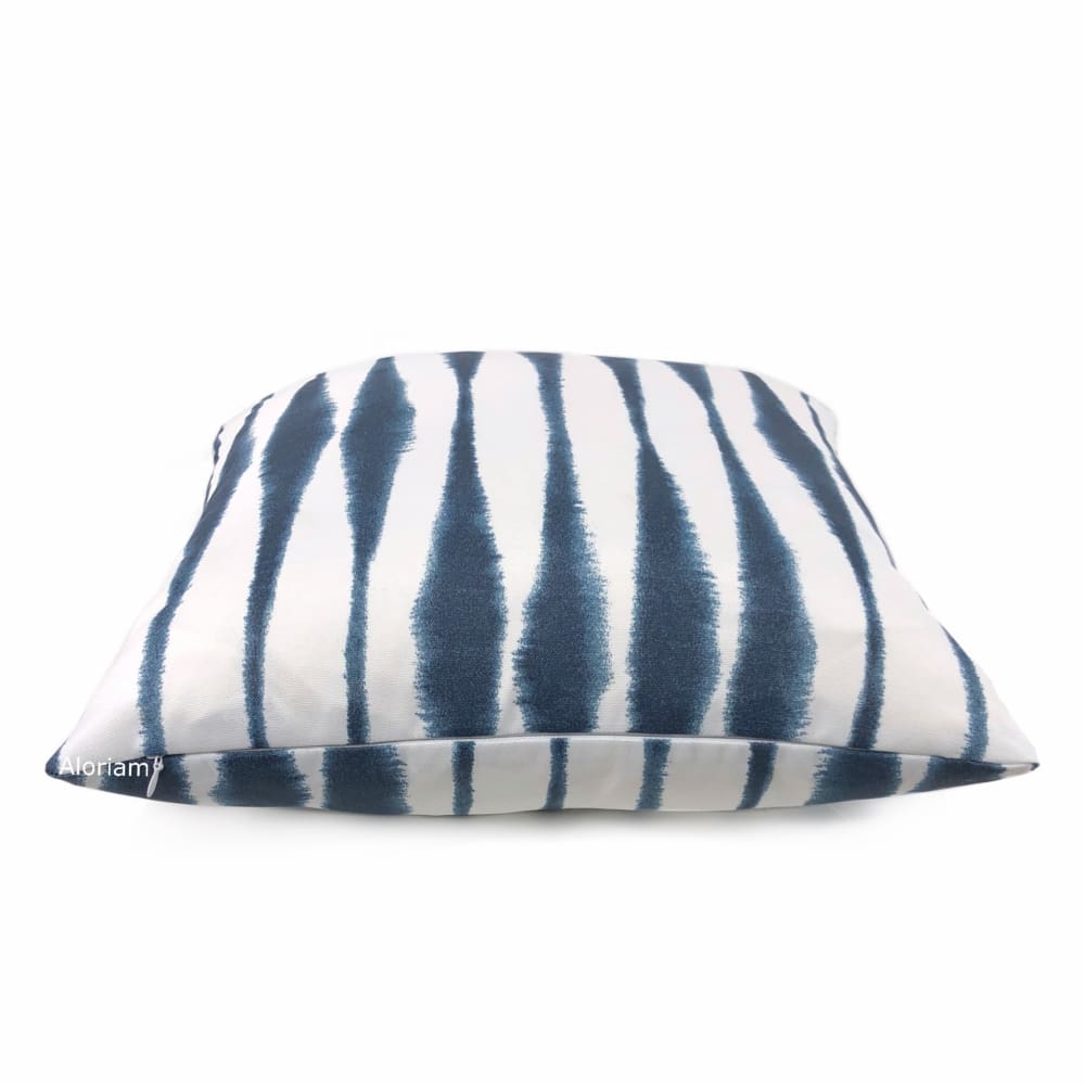 Navy Blue and White Modern Indoor Outdoor Pillow Cover - Waterproof & UV Resistant - Perfect for Patio, Deck, Porch, and Living Room Decor