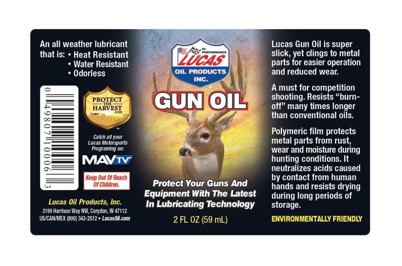 Lucas Oil 10006 Gun Oil - 2 oz Bottle (Case of 18) - Premium Firearm Lubricant for Pistols, Rifles & Hunting Gear - Ideal for Cleaning, Protecting & Smooth Operation