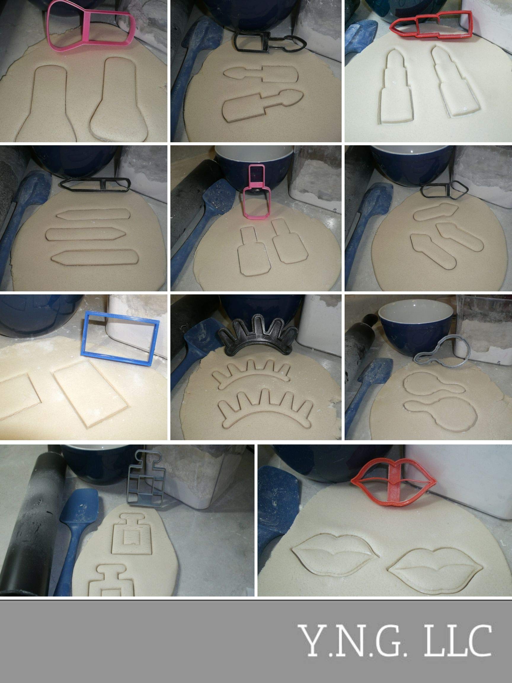 11-Piece USA-Made Cookie Cutter Set for Makeup & Spa-Themed Cookies - Perfect for Baking, DIY Crafts, and Cosmetic-Themed Parties