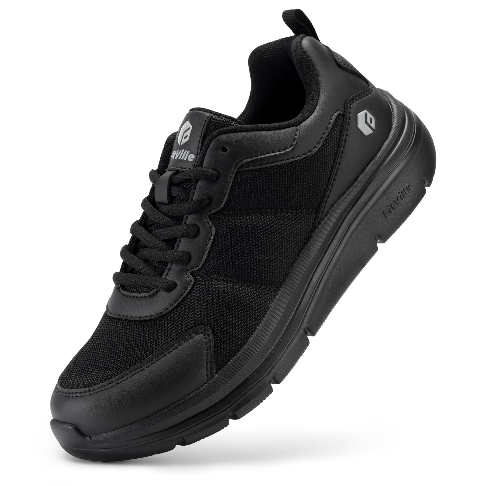 FitVille Men's Wide Width Walking Shoes - Lightweight Comfortable Sneakers with Max Cushioning for Plantar Fasciitis Relief - Perfect for Daily Walking, Workouts & Pain Relief