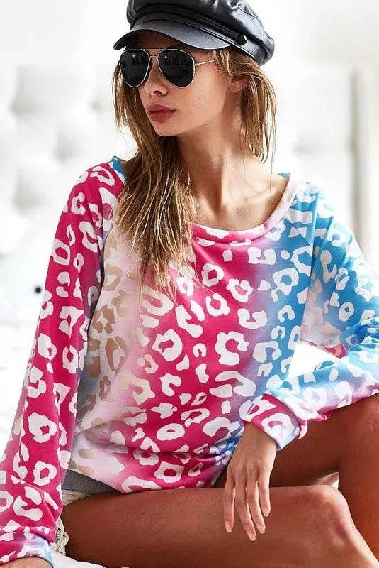 BiBi Gradation Leopard Print T-Shirt for Women - Trendy Animal Print Tee for Casual Wear, Street Style & Everyday Outfits