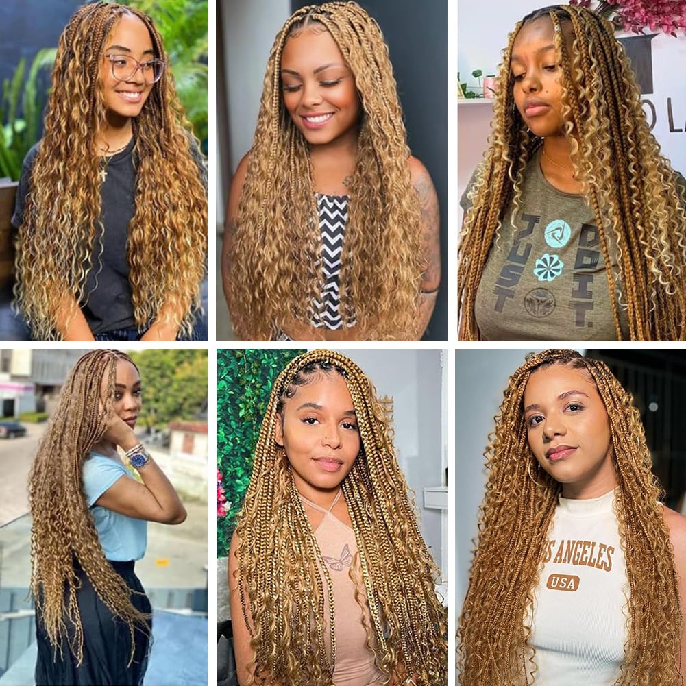 Deep Wave Bulk Human Hair Extensions for Braiding - 100% Virgin Human Hair, No Weft, Honey Blonde (50g/Bundle X2, 27# - 30inch) - Perfect for Boho Braids, Crochet Styles & Protective Hairstyles