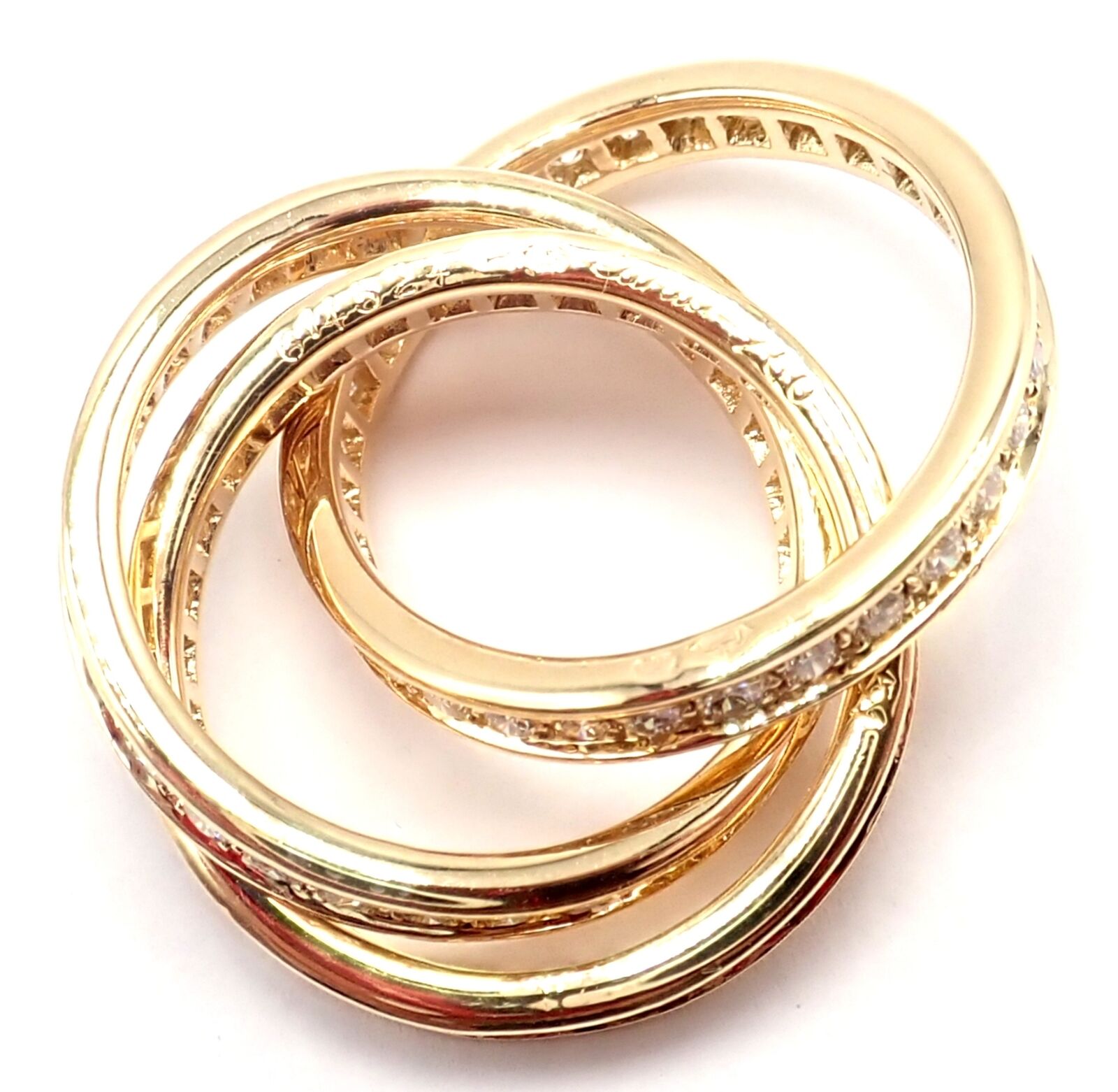 Authentic Cartier 18K Yellow Gold Diamond Trinity Band Ring Size 5.75 - Luxury Wedding Band for Women, Anniversary Gift for Her - Perfect for Engagements, Weddings & Special Occasions
