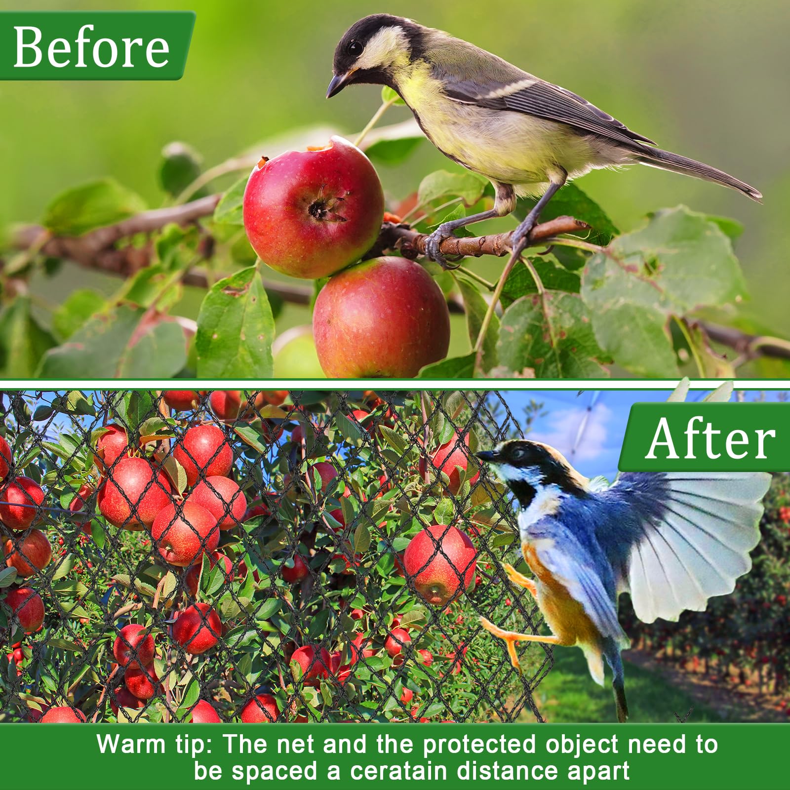 8 X 100 Ft Heavy Duty Garden Netting - 5/8in Mesh Bird Barrier for Vegetable Gardens, Fruit Trees & Blueberry Bushes | Reusable Poultry Netting Protects Against Birds, Deer, Rabbits & Cats | Perfect for Chicken Coops, Vineyards & Backyard Farming