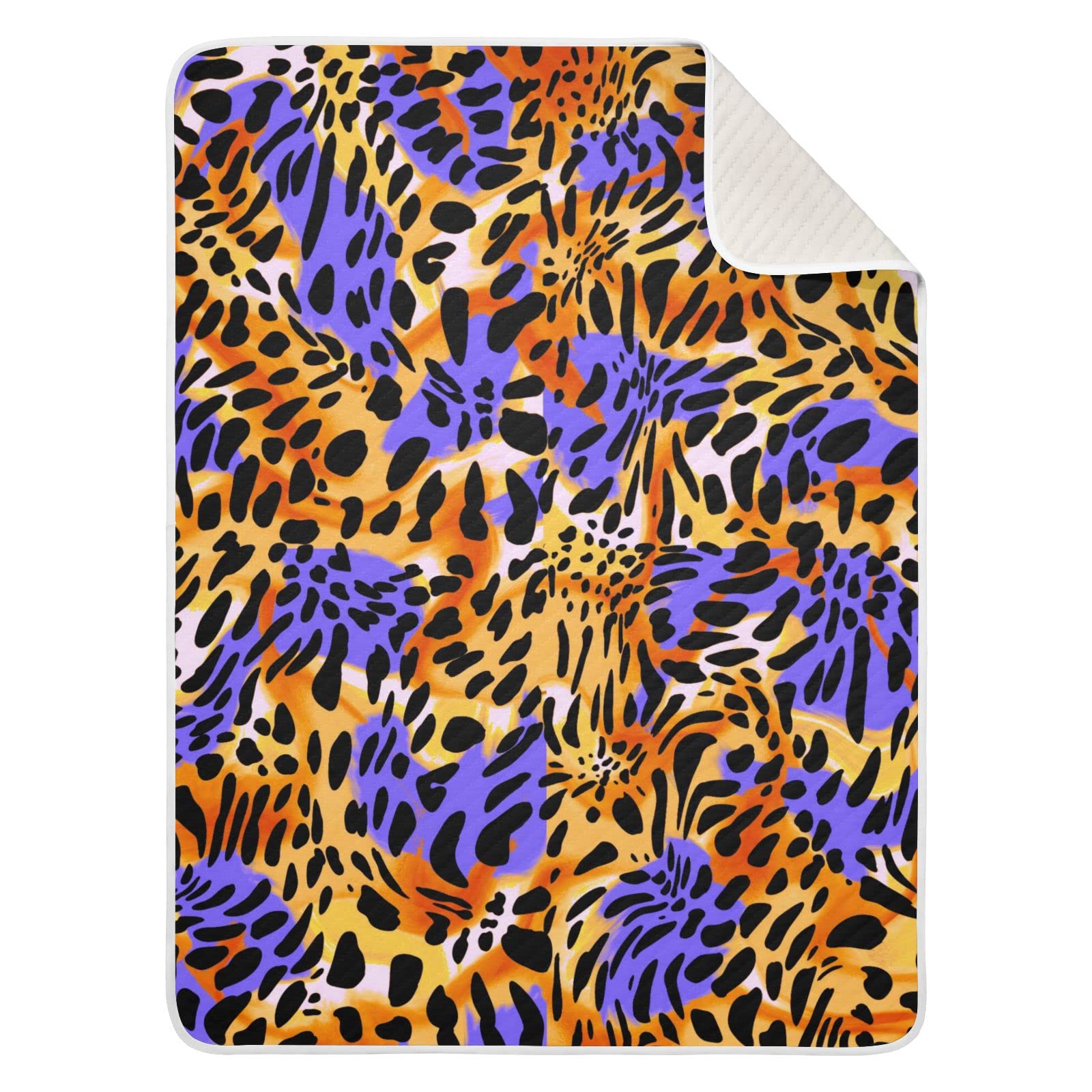 JIPONI Super Soft & Warm Baby Blanket - 30x40 Inch Yellow Purple Leopard Print Personalized Blanket for Boys & Girls | Perfect for Nursery, Stroller, Swaddling & Gift Giving