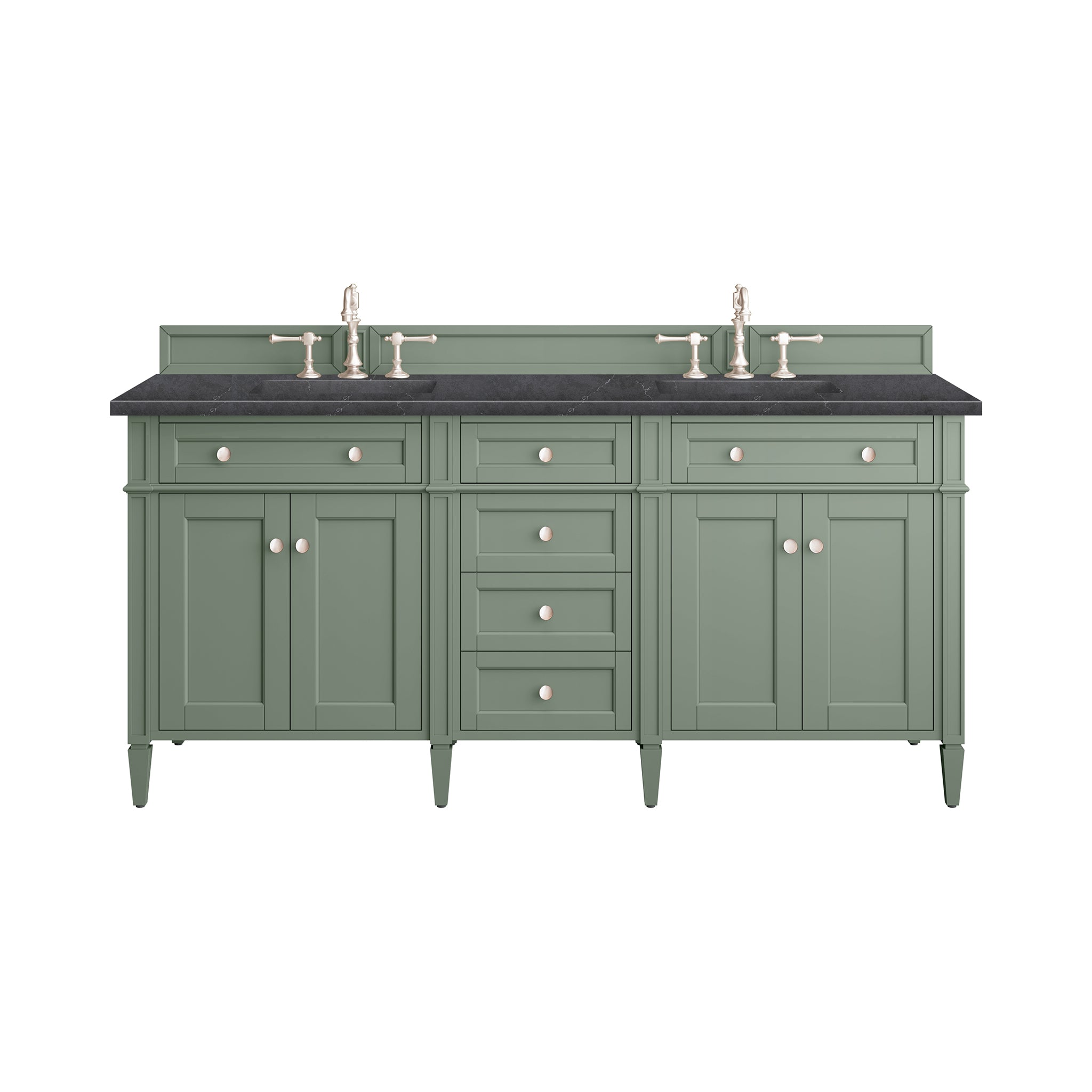 Brittany 72-Inch Double Vanity with Smokey Celadon Finish & 3CM Charcoal Soapstone Top - Perfect for Master Bathroom Renovation and Modern Home Decor