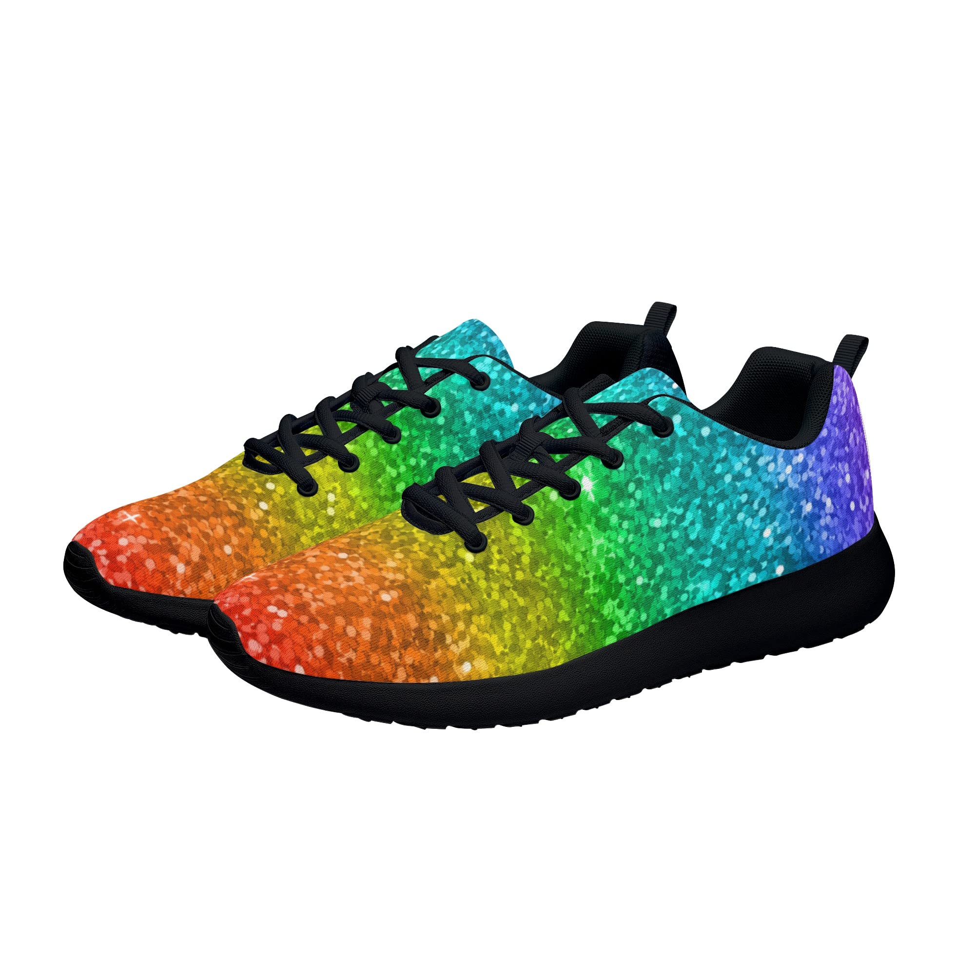 **Rainbow Glitter Running Shoes for Women & Men - Lightweight Breathable Sneakers for Walking, Jogging, Gym & Outdoor Sports - Perfect Gift for Athletes & Fitness Enthusiasts**
