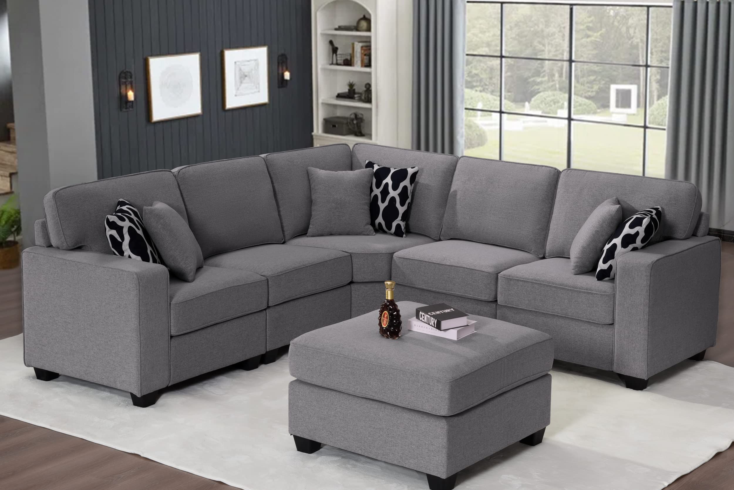 Modular L-Shaped Sectional Sofa - Reversible & Flexible Fabric Couch for Living Room, Dark Grey - Perfect for Small Spaces, Apartments & Home Theater Seating