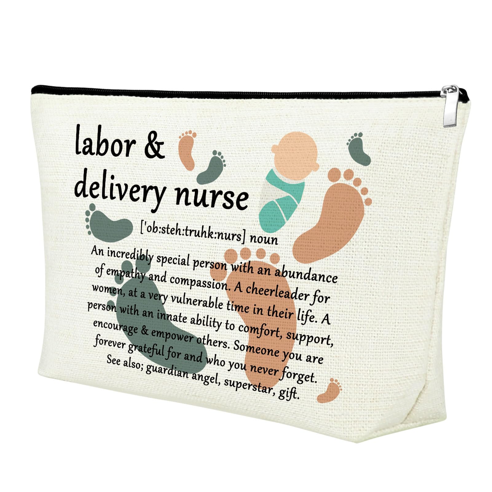 **Mxrymvu L&D Nurse Makeup Bag - Waterproof Cosmetic Pouch for Labor & Delivery Nurses - Perfect Thank You Gift for Nurses Week, Appreciation, or Superhero Nurse Inspirational Gifts (Great for Travel, Work, or Daily Use)**