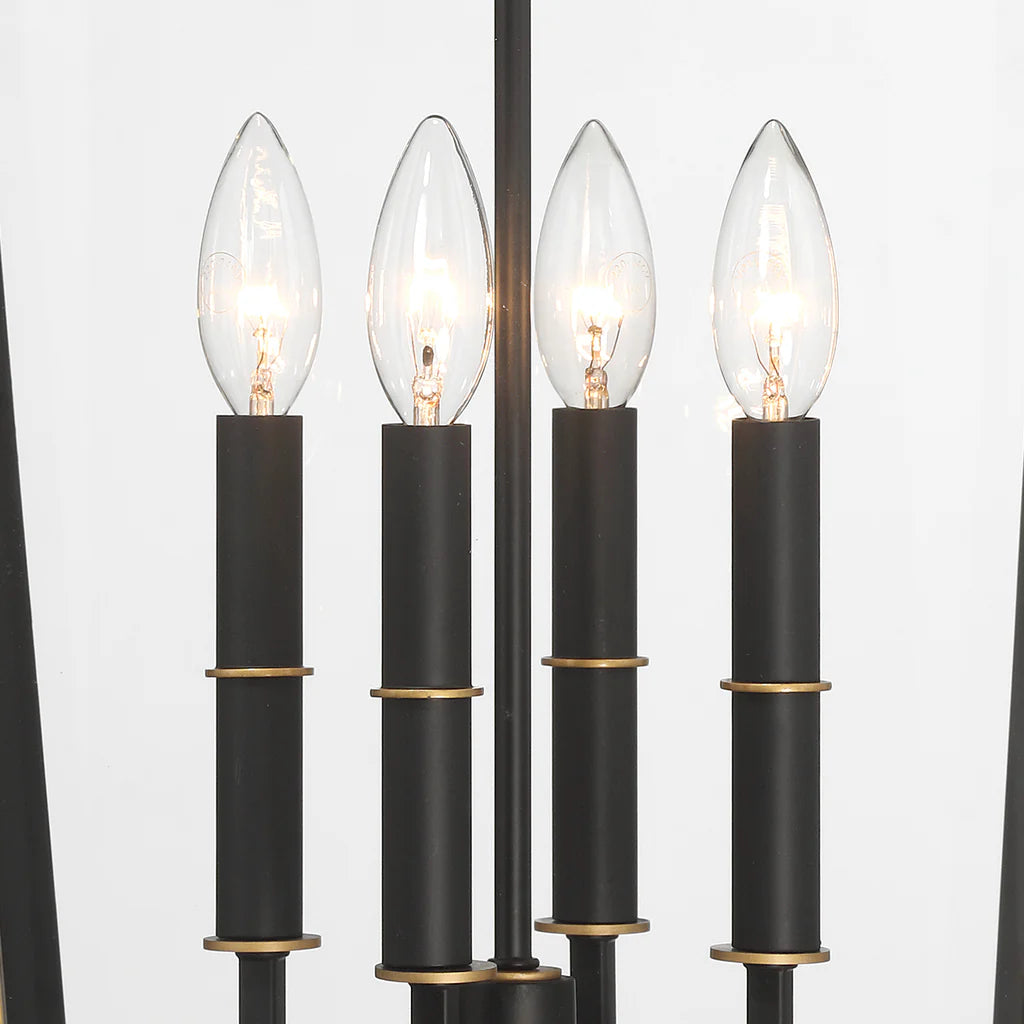 Hawkins 4-Light Outdoor Wall Sconce - 15x29.75 Inch Stainless Steel & Glass Matte Black Fixture with Textured Gold Finish - 120V E12 Candelabra Base LED Bulb Sockets - Perfect for Patio Lighting, Garden Decor, and Exterior Wall Illumination
