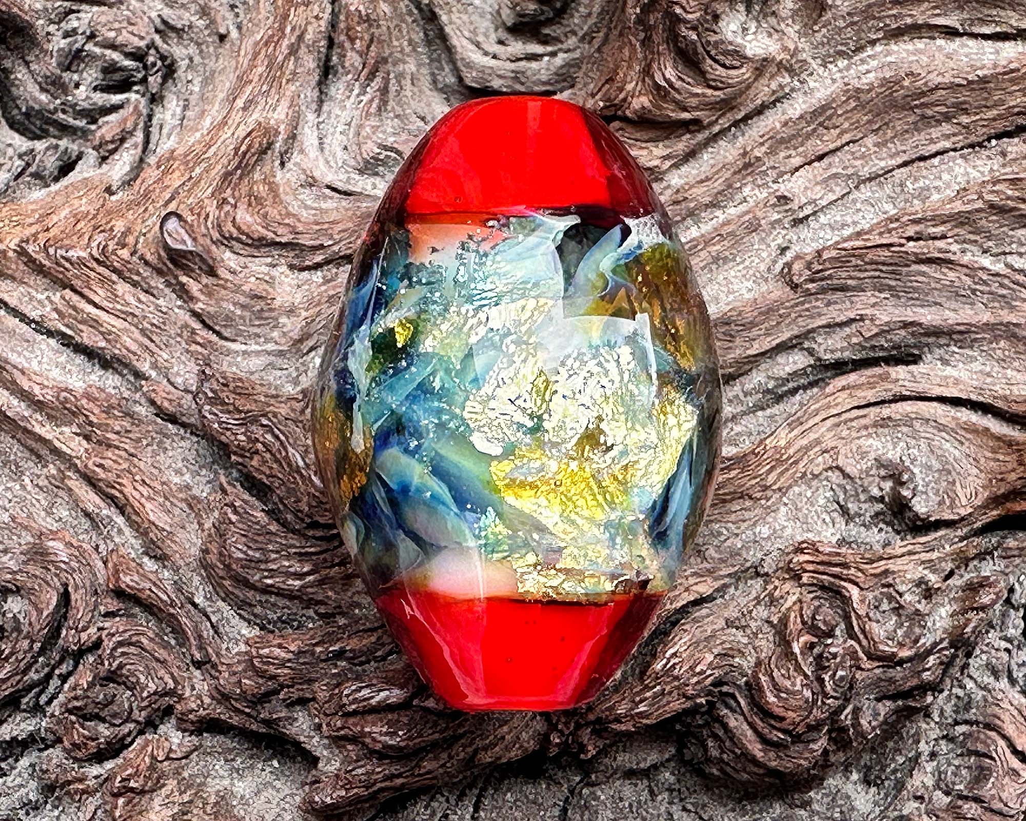 Handmade Red Galaxy Lampwork Glass Focal Bead for Jewelry Making - Perfect for Necklaces, Bracelets, and DIY Craft Projects