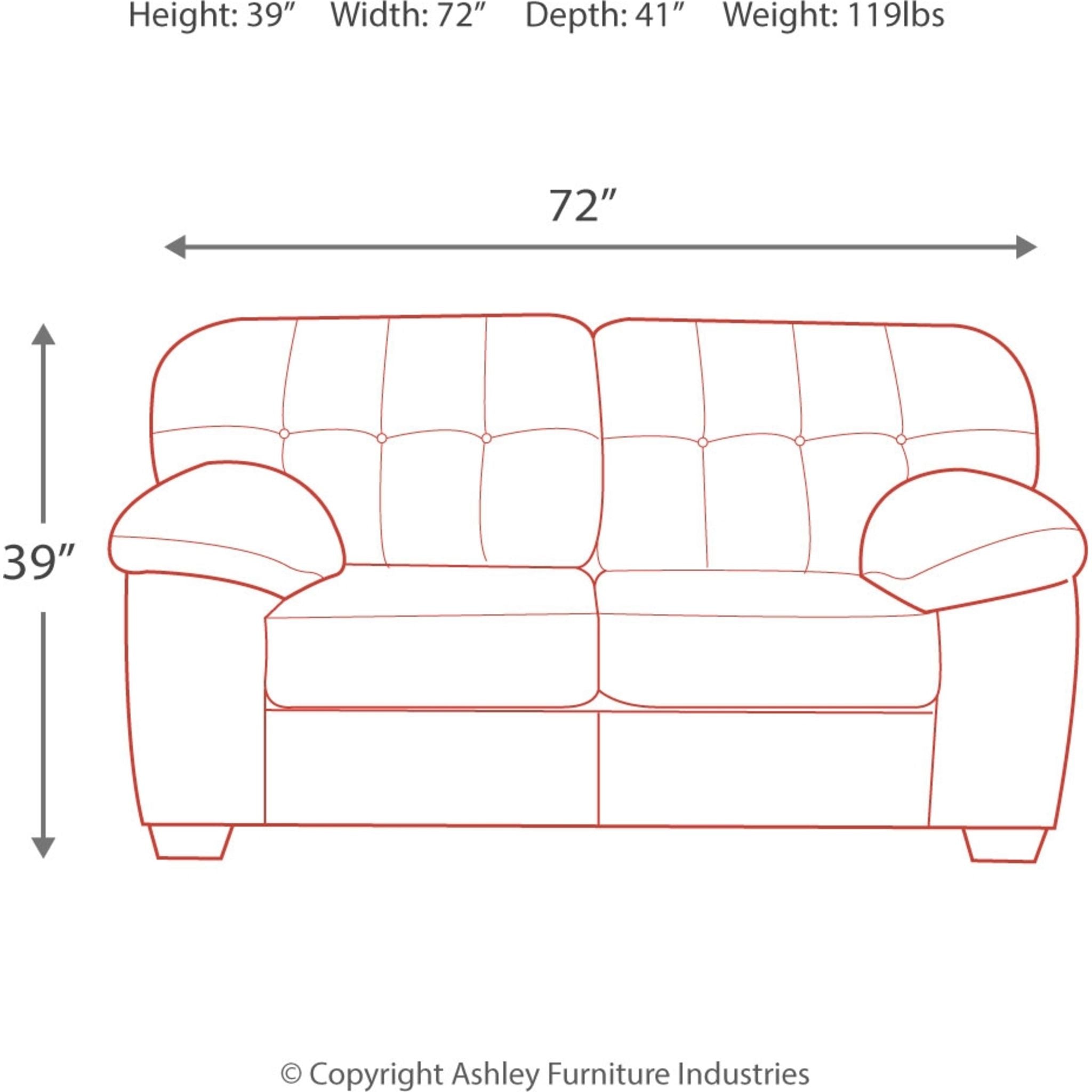 Accrington Loveseat in Granite Fabric - Stylish and Comfortable Small Sofa for Living Room, Apartment, or Office