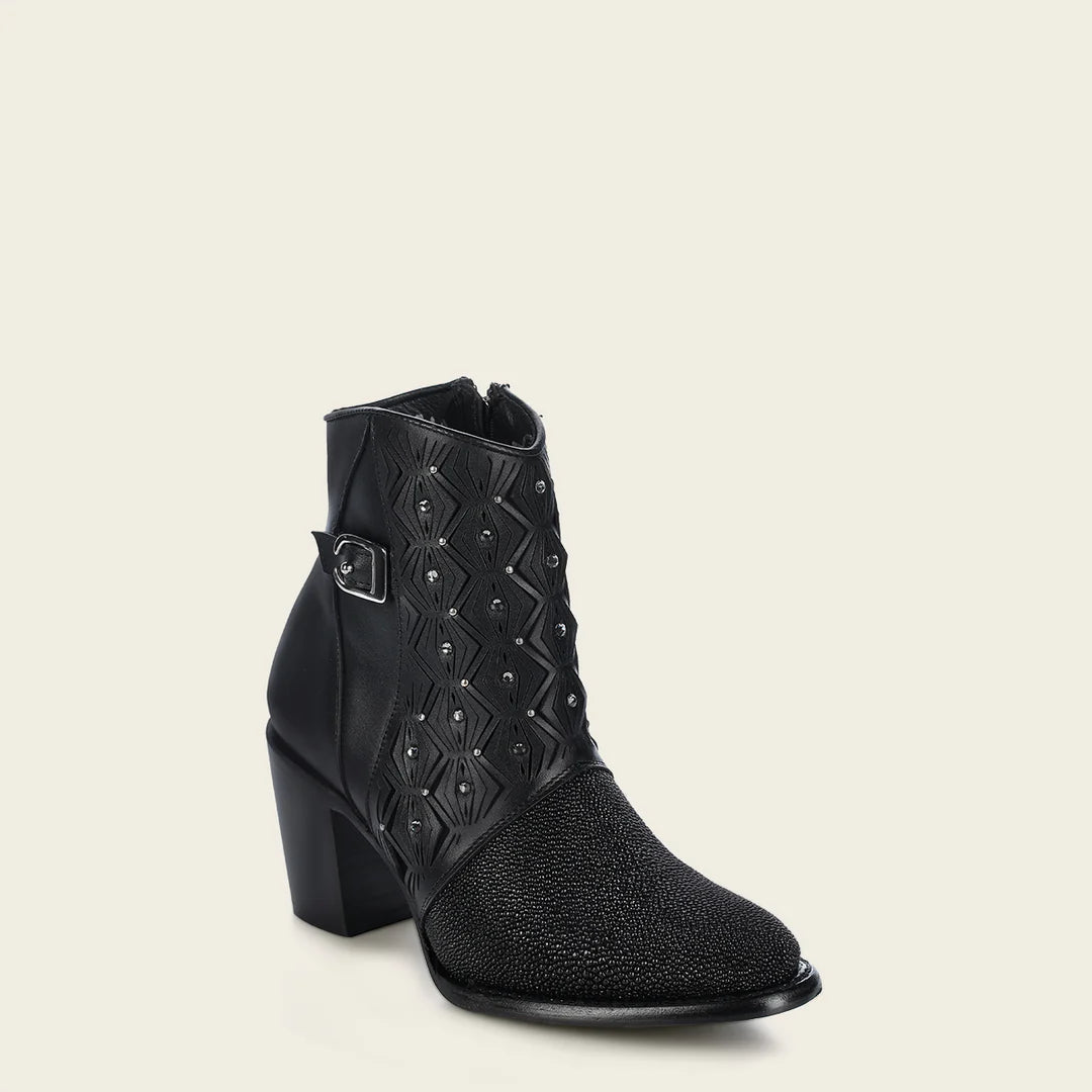 Women's Cuadra Black Western Cowgirl Stingray Leather Ankle Boots - 4V15MA Style for Country Dancing & Rodeo Events