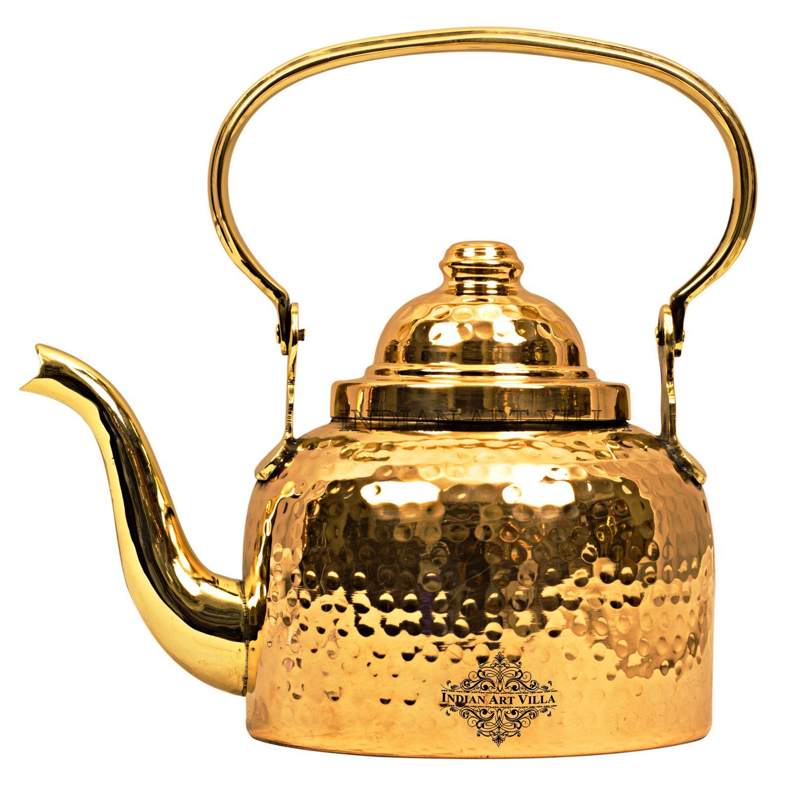 **IndianArtVilla Hammered Brass Tea Kettle with Tin Lining – 101 oz Gold Tea & Coffee Pot – Elegant Tableware for Home, Kitchen, and Gifts – Perfect for Afternoon Tea, Hosting, and Traditional Brewing**
