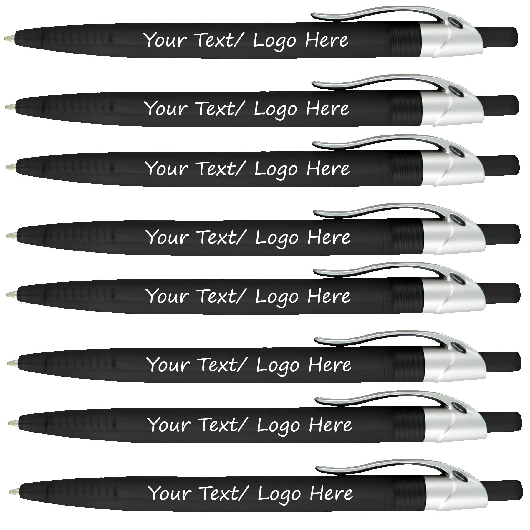 Custom Printed Ballpoint Click Pens with Logo - 500 Pack Bulk for Business Promotions, Corporate Events & Party Favors - Translucent Barrel Black Pens with Black Ink - Perfect for Branding, Giveaways & Office Supplies