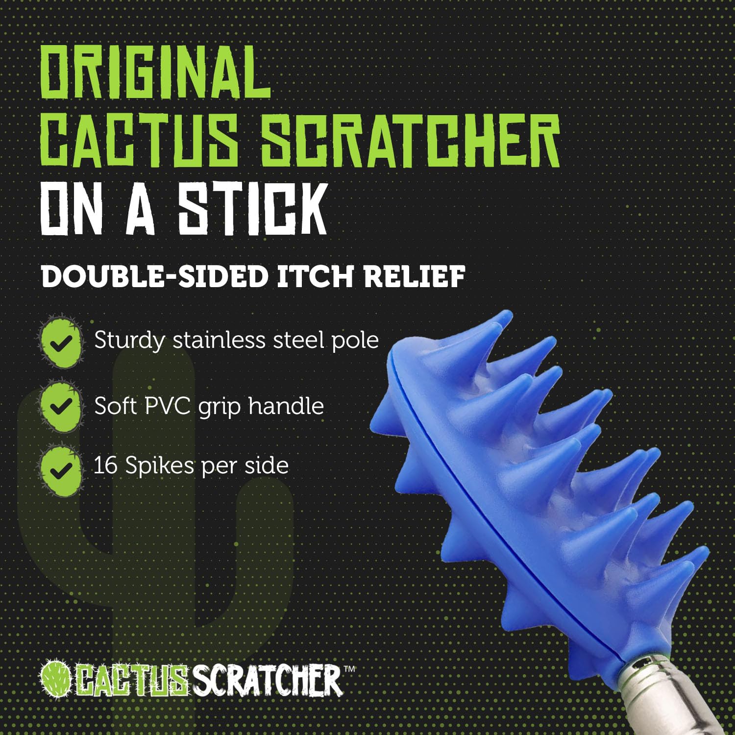 Extendable Cactus Back Scratcher - 24.5 Inch Dual-Sided Itch Relief Tool for Adults | Perfect Gift for Men & Women | Reaches Back, Head & Body | Blue | Ideal for Home, Office & Travel Use