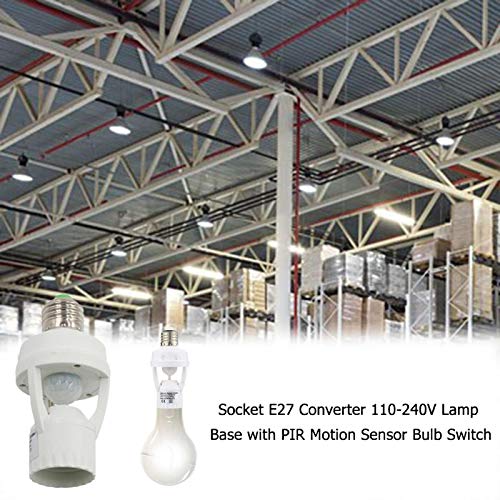 E27 Socket Converter 110-240V with PIR Motion Sensor - Smart Bulb Switch & Lamp Holder Adapter for Home, Office, and Outdoor Lighting Automation