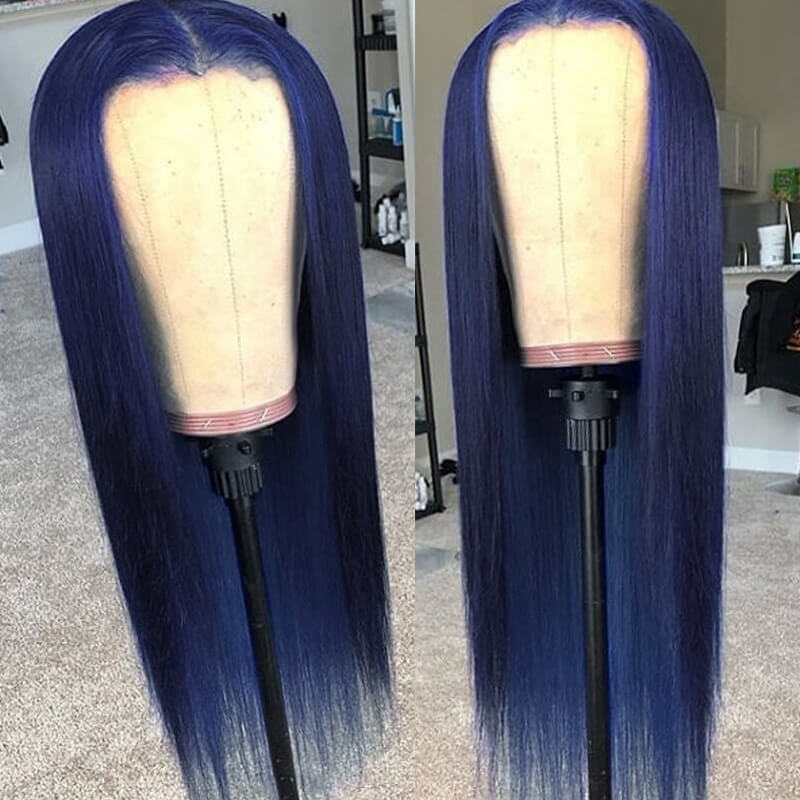 Flawless Blue Eullair Navy Blue Body Wave Straight Curly Human Hair Lace Front Wig | TikTok Saebunny Recommended | Perfect for Cosplay, Parties & Daily Wear