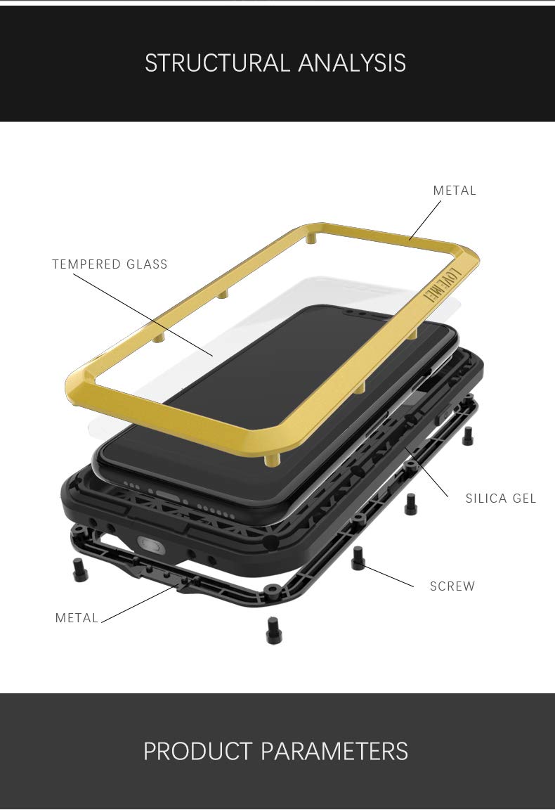 Love Mei Premium Aluminum Metal Armor Case for iPhone 11 Pro Max - Heavy Duty Shockproof & Dirtproof Full Body Protection (Silver) | Perfect for Outdoor Adventures, Construction Work & Extreme Sports