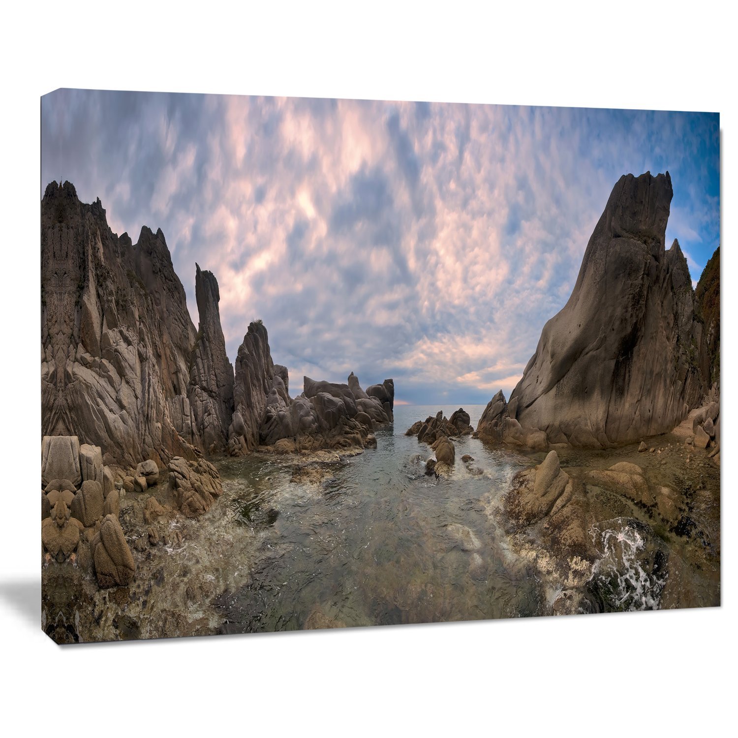 Rocky Beach East Sea Overcast Day Landscape Canvas Art Print - Coastal Wall Decor for Living Room, Bedroom & Office
