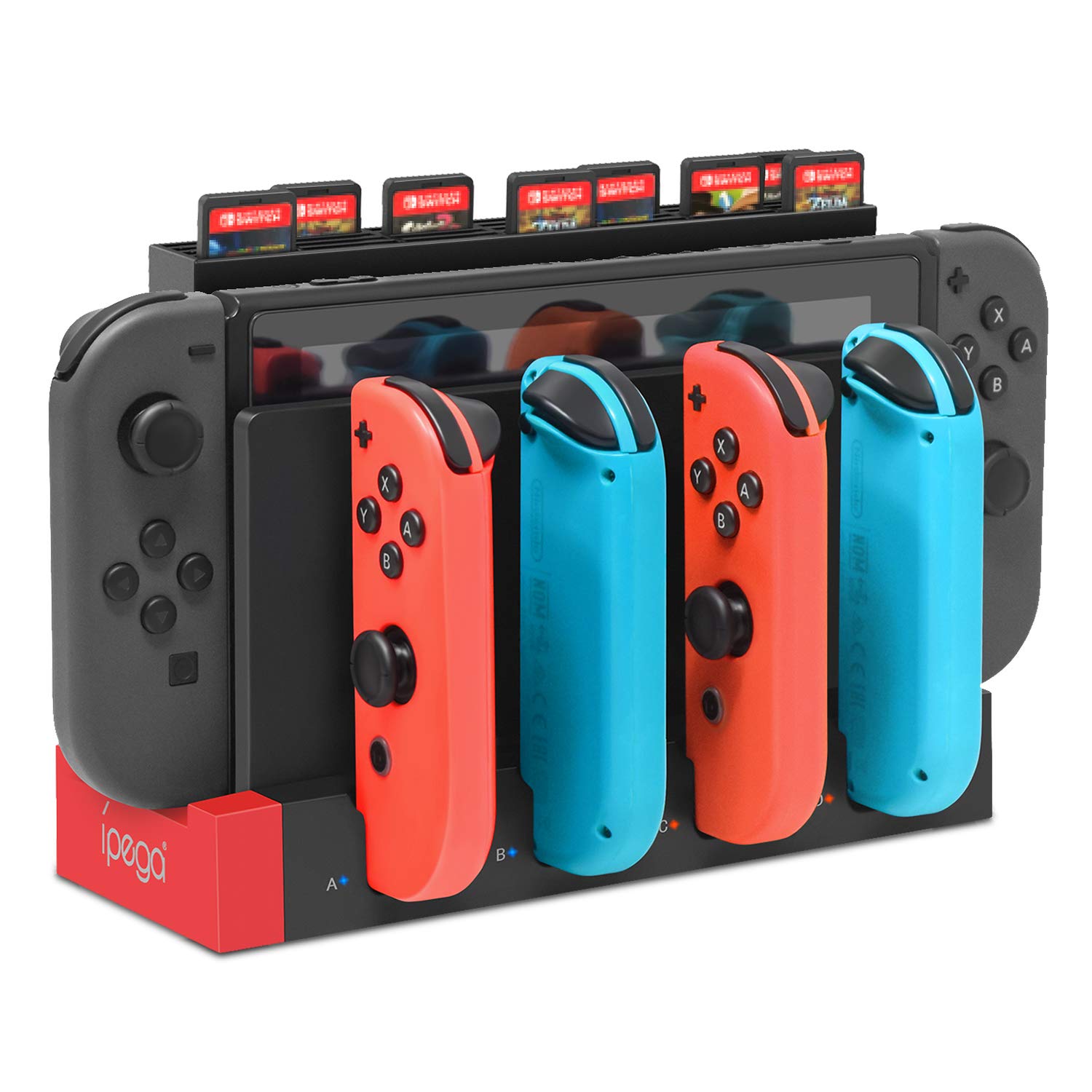 FYOUNG 4-in-1 Charging Dock Station for Nintendo Switch Joy-Con Controllers with LED Indicator & Game Card Slot - Fast Charging Stand for Switch Joycons, Perfect for Gaming Sessions and Multiplayer Setup