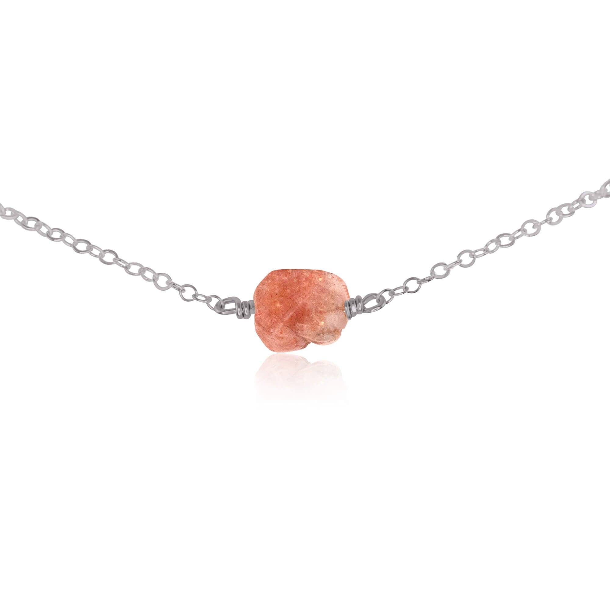 Natural Raw Sunstone Crystal Nugget Choker Necklace - Healing Gemstone Jewelry for Women - Perfect for Boho Fashion, Spiritual Healing & Energy Balancing