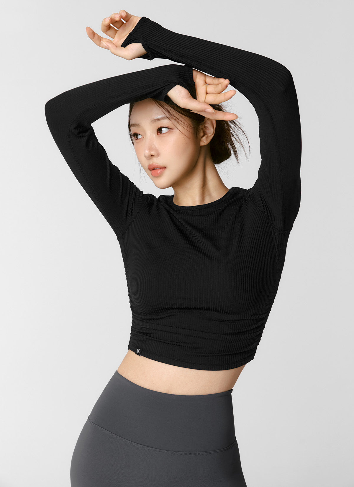 Stylish Side Shirring Crop Long Sleeve Top for Women - Perfect for Casual Outings, Date Nights & Layered Outfits