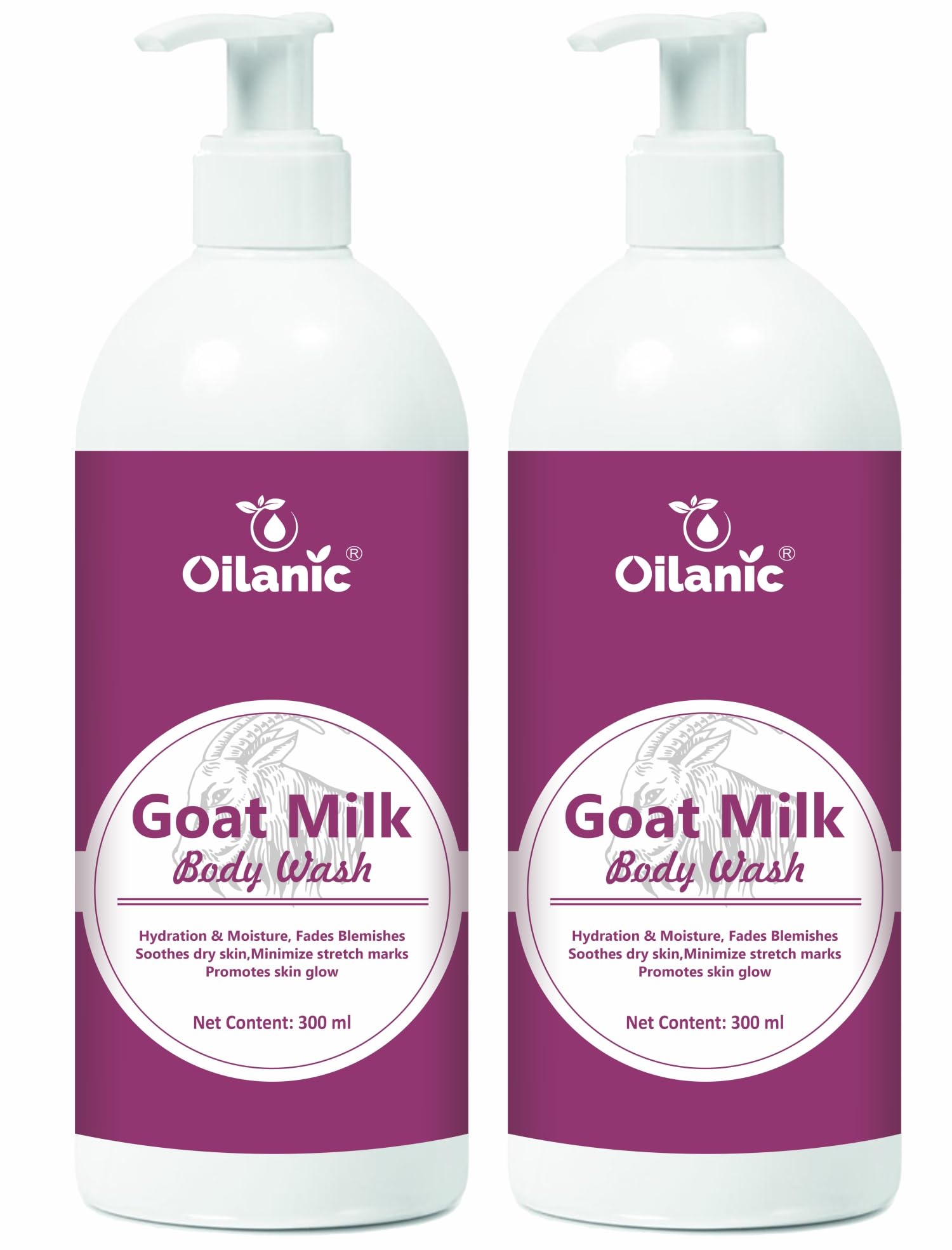 Oilanic Goat Milk Mousse Body Wash - Luxurious Spa Shower Gel for Moisturizing & Whitening Skin Care (Pack of 2 x 300ml) | Perfect for Daily Use & Gift Giving
