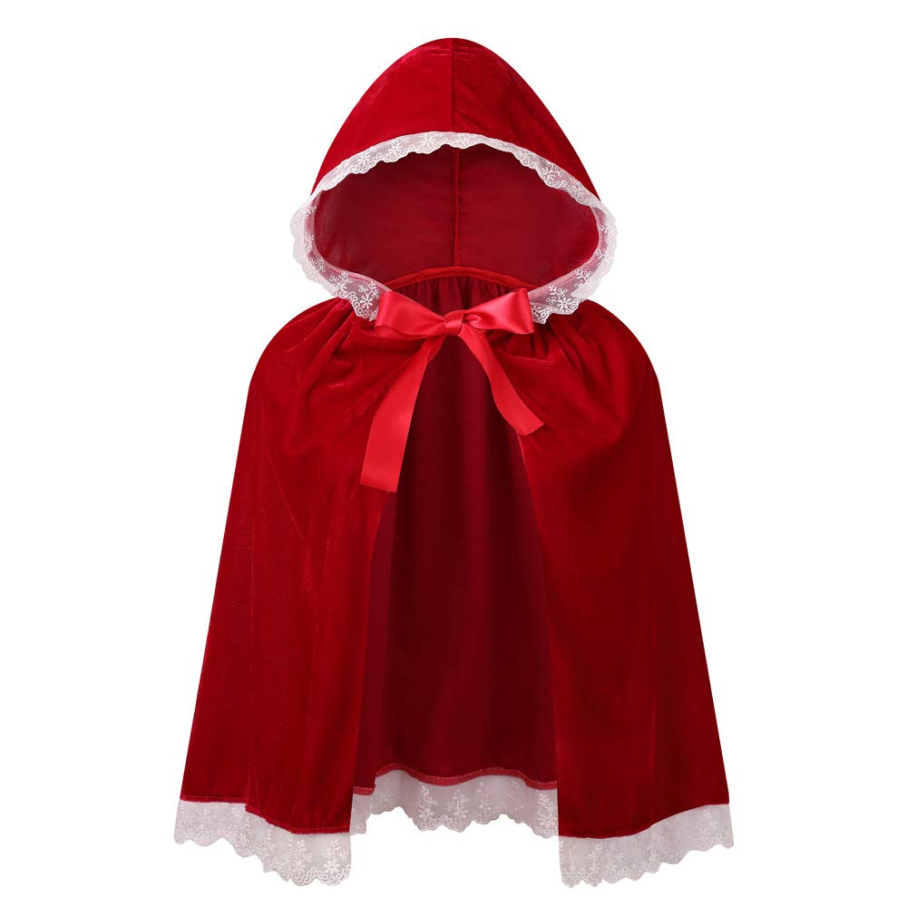 LMYOVE Little Red Riding Hood Cloak for Girls - Kids Halloween Costume & Christmas Cape - Perfect for Dress-Up, Storybook Play, and Holiday Parties