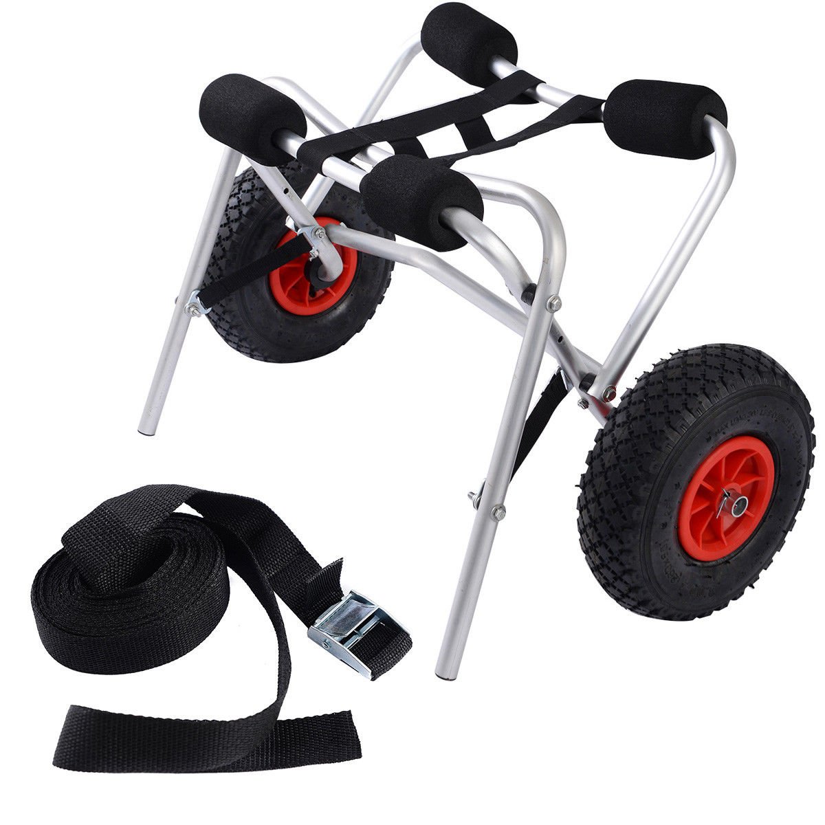 Heavy Duty Kayak Canoe Jon Boat Carrier Dolly Trailer with Wheels - Portable Watercraft Transport Cart for Easy Loading & Hauling - Perfect for Beach, Lake, and River Adventures