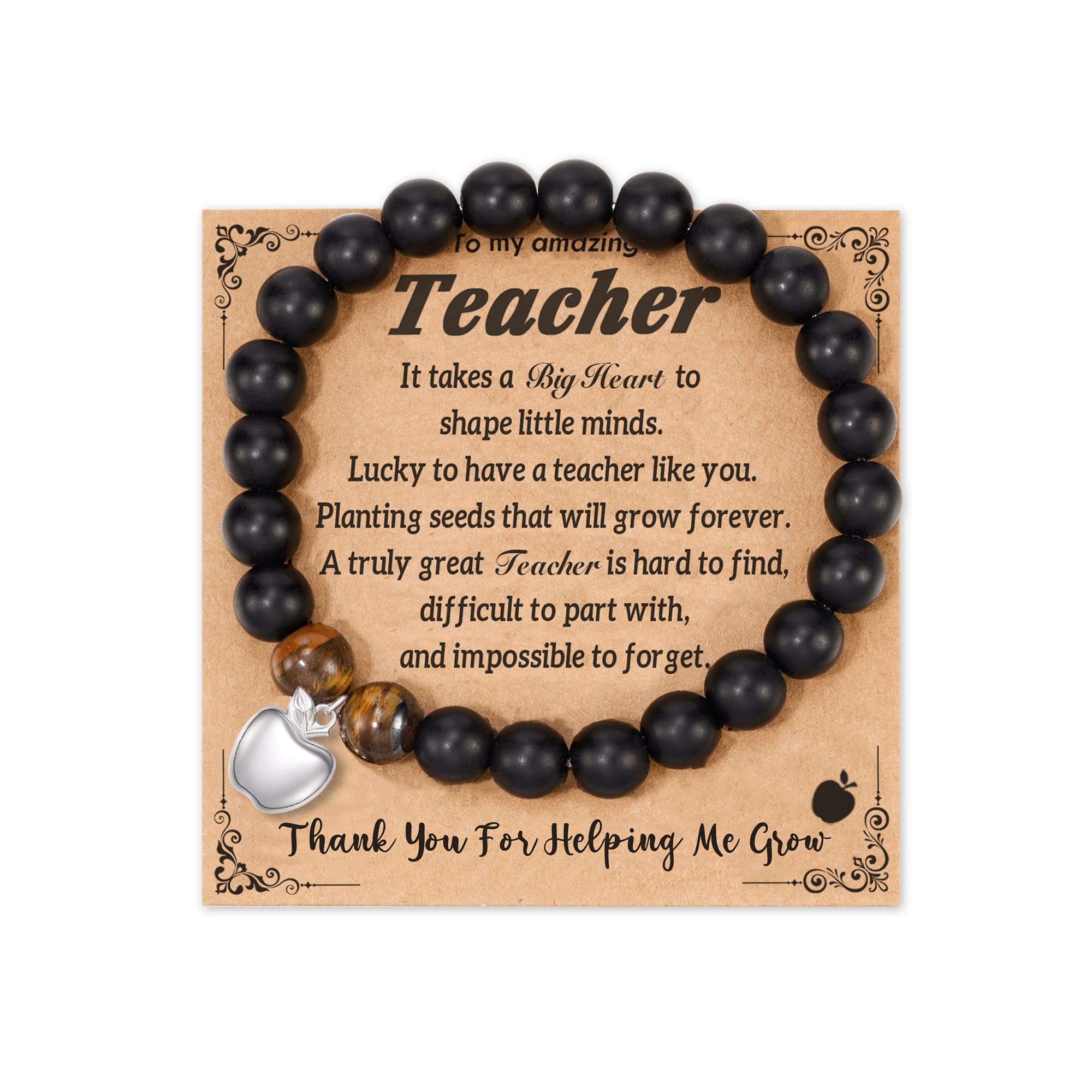 HGDEER Natural Stone Apple Bracelet - Thoughtful Teacher Appreciation Gift for Women & Men, Perfect Birthday or Teacher's Day Present from Students | Ideal for Classroom Wear, Daily Jewelry & Special Occasions