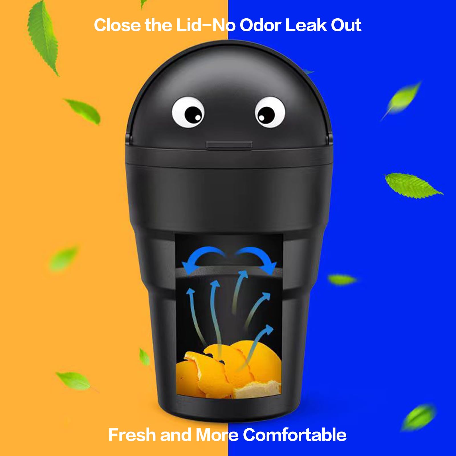 Mini Car Trash Can with Lid - Leakproof ABS Cup Holder Garbage Bin for Vehicle, Office & Home Use | Cute Automotive Accessories (Black, 2-Pack) - Perfect for Road Trips, Daily Commute & Workspace Organization