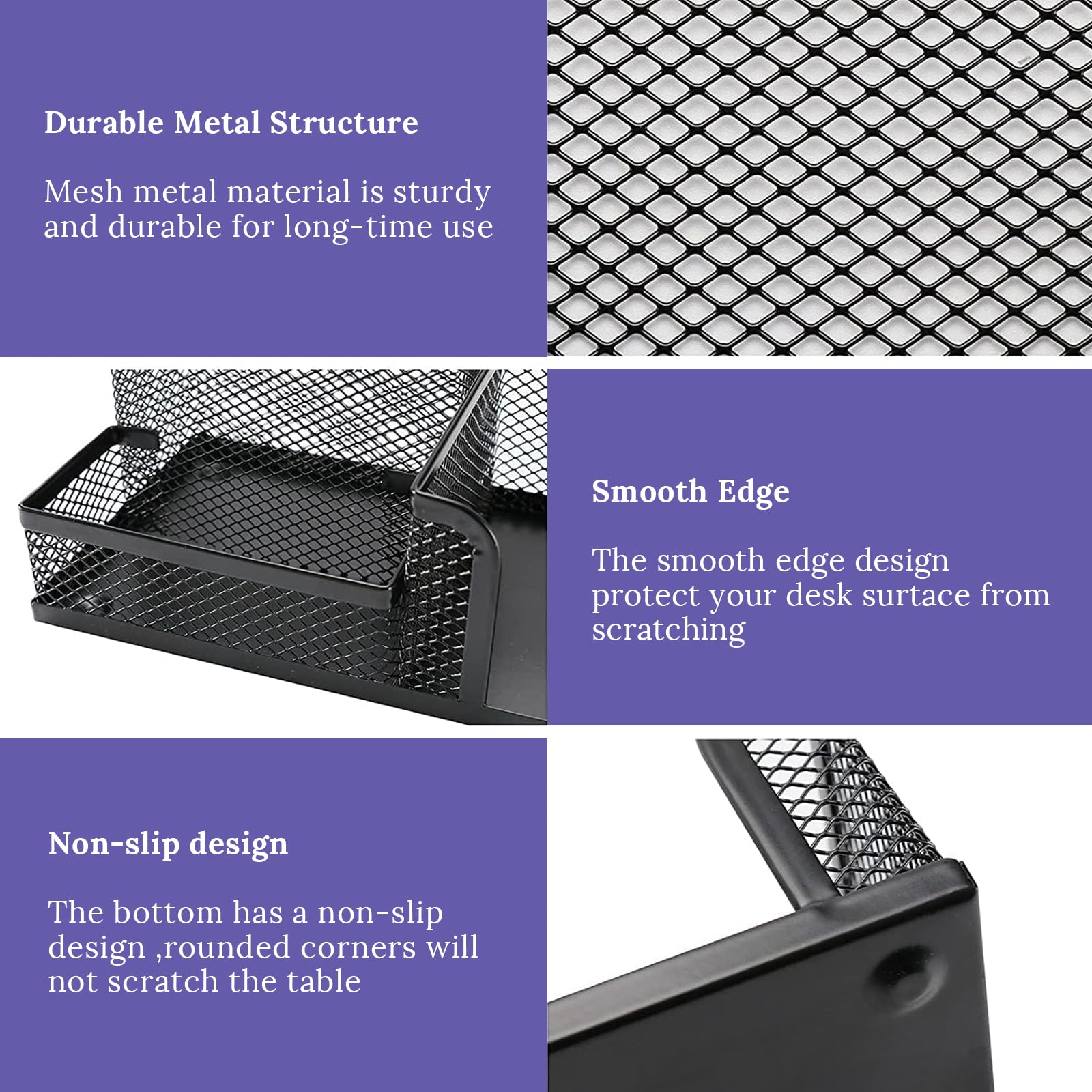 EXOFC Mesh Desk Organizer Set - Black Office Desk Accessories with Pen Holder & Paper Clip Holder, School & Home Office Supplies Caddy | Perfect for Workspace Organization, Study Desk & Remote Work Setup