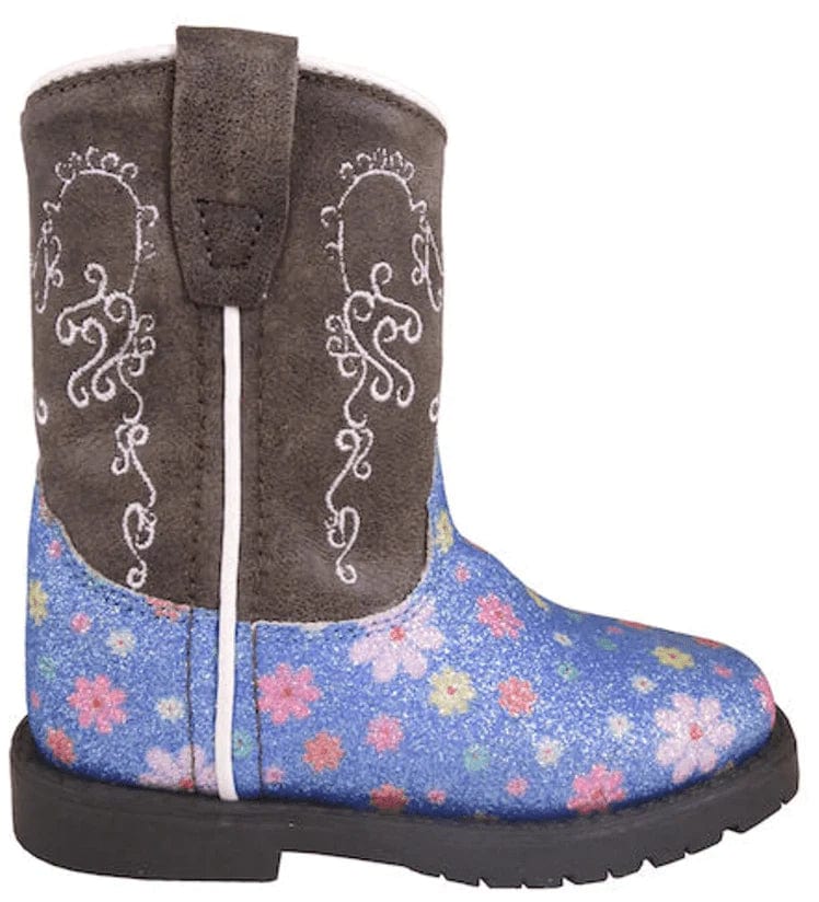 Toddler SM Autry Glitter Floral Boots for Girls - Sparkly Fashion Footwear for Kids - Perfect for Parties, Holidays & Special Occasions