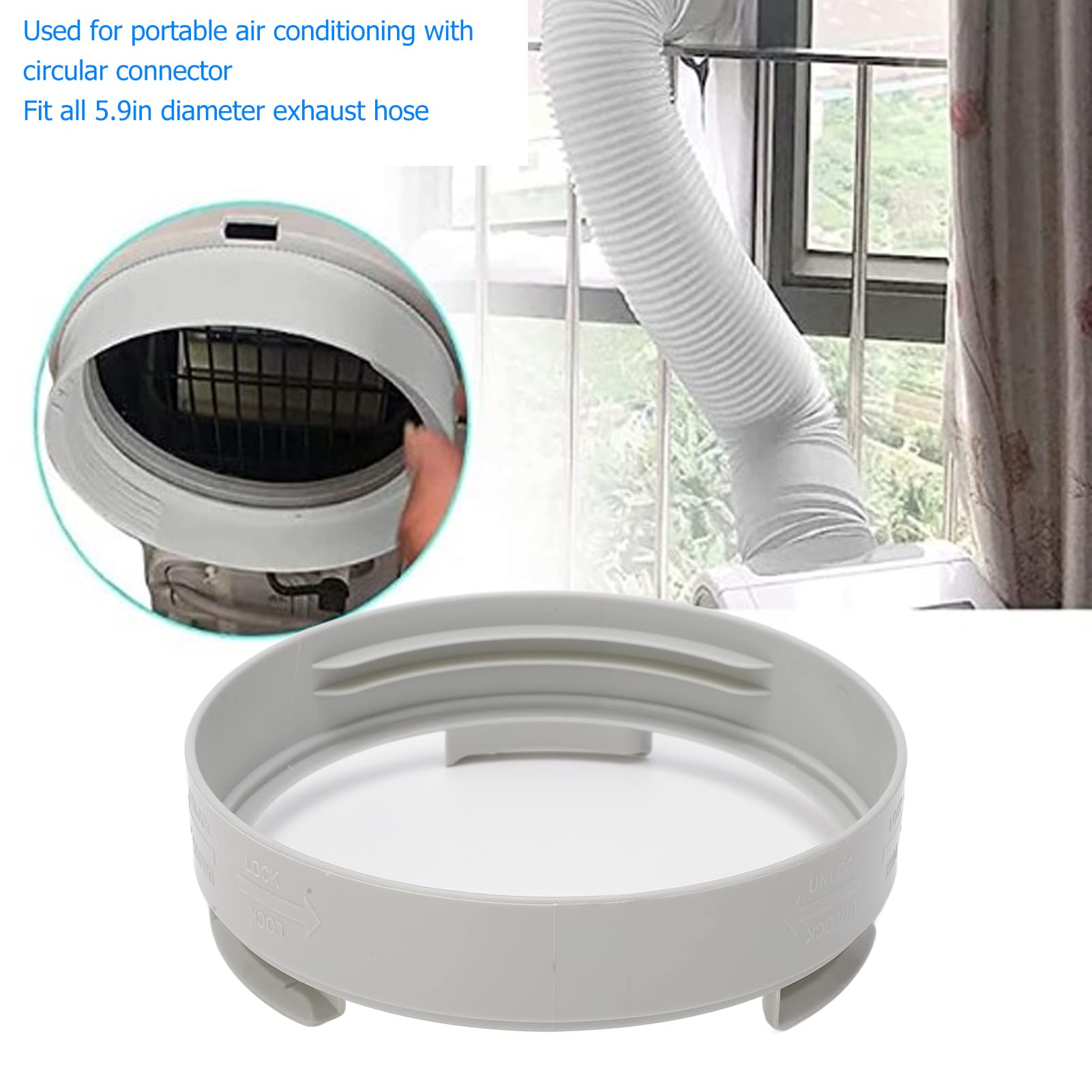 5.9in ABS Portable AC Exhaust Hose Coupler - Clockwise & Counterclockwise Connector for Window Vent Pipe | Perfect for Portable Air Conditioner Units, Home Cooling & RV Use