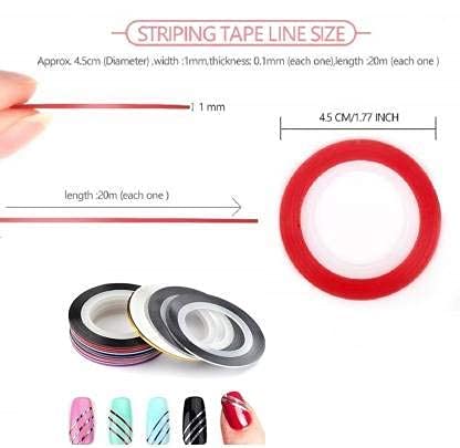 Professional Nail Art Kit - 42 Pcs Nail Design Set with 15 Brushes, 5 Dotting Tools, 10 Round Tapes, 2 Glues & 10 Tip Guides | Perfect for DIY Manicures, Salon Nail Art & Home Nail Care