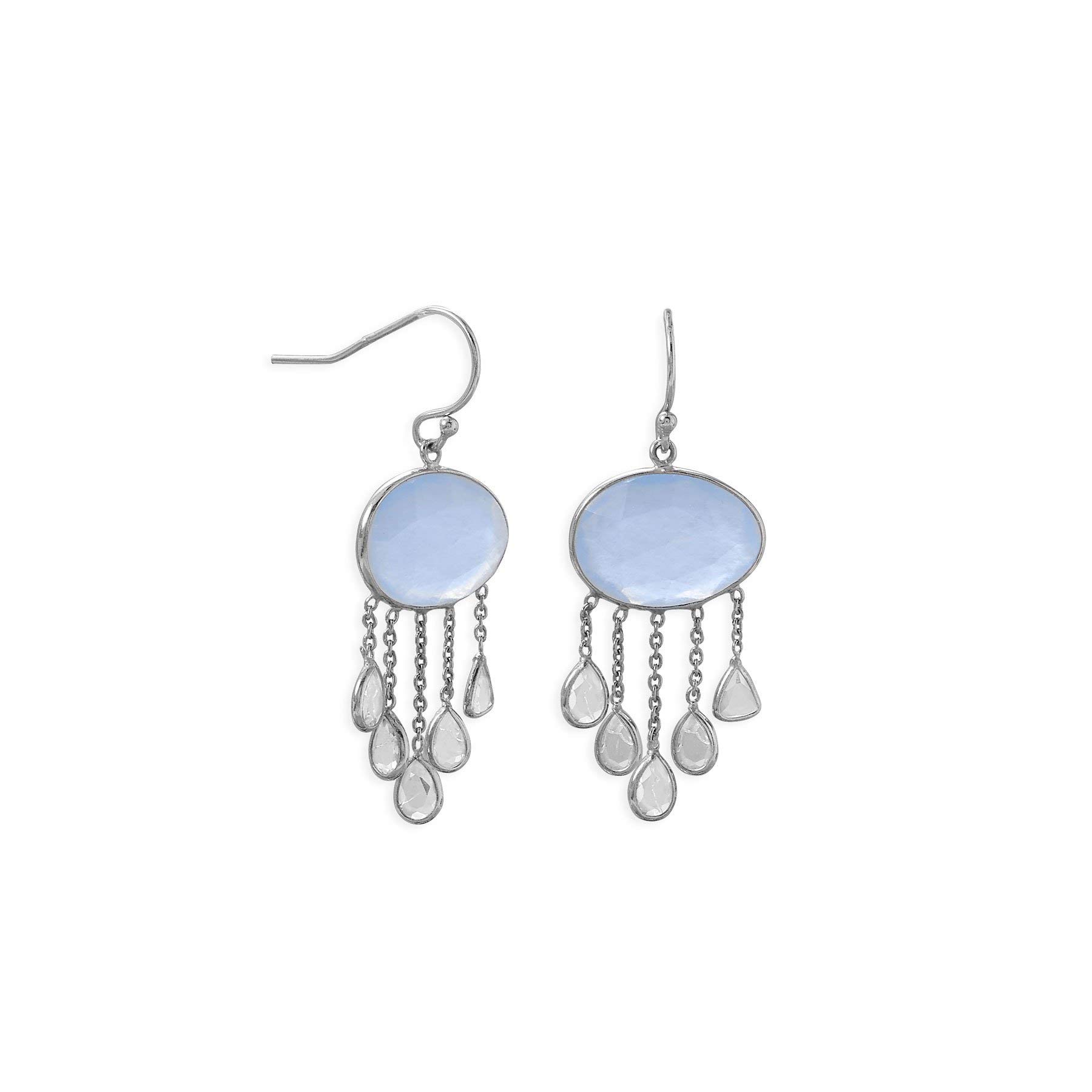 925 Sterling Silver Chalcedony & White Quartz Drop Earrings for Women | Elegant Dangle Jewelry for Parties, Weddings & Everyday Wear