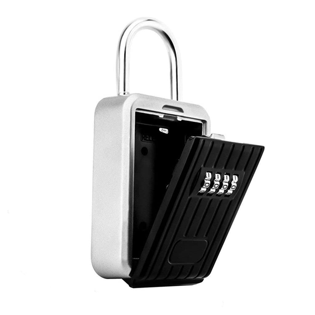 4-Digit Combination Lock Box - Wall Mounted, Weatherproof & Resettable Portable Safe for Home, Office, Outdoor Use - Secure Keys, Mail, Valuables