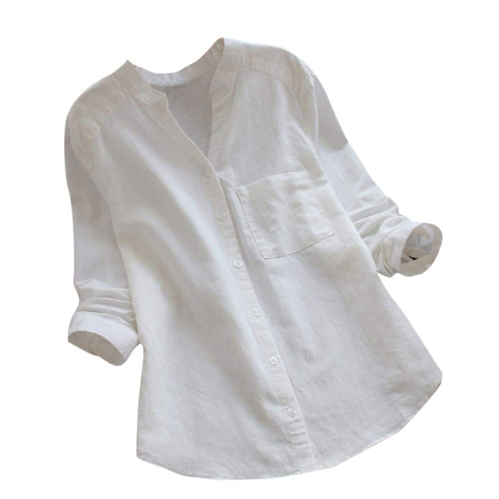 Women's Long Sleeve Button Down Shirts - Soft Cotton & Linen Blend Casual Blouse for Work, Office & Everyday Wear | Trendy T-Shirt Style Top for Spring & Fall Outfits